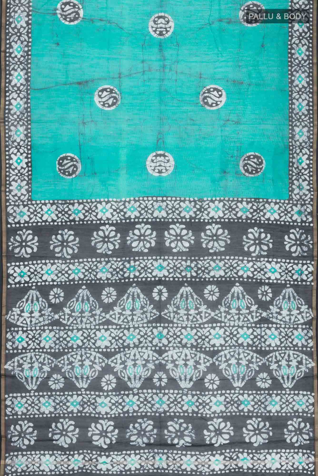 Green Batik Print Chanderi Silk Cotton Saree