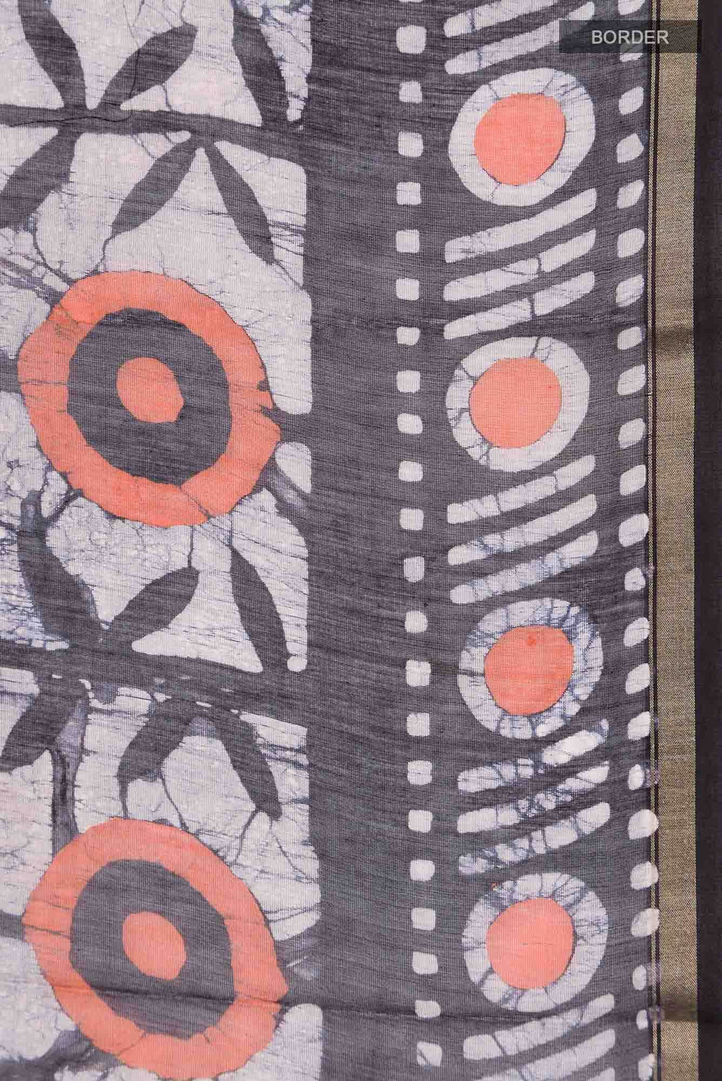 Black Batik Print Silk Cotton Saree