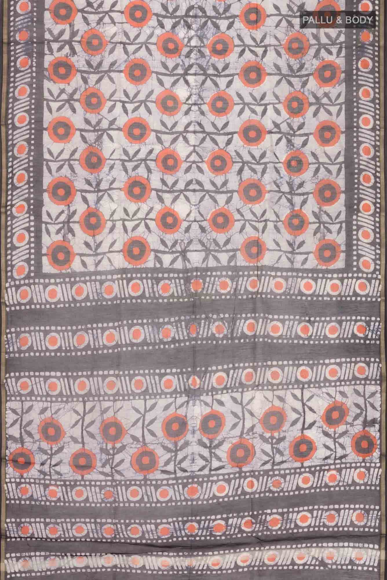 Black Batik Print Silk Cotton Saree