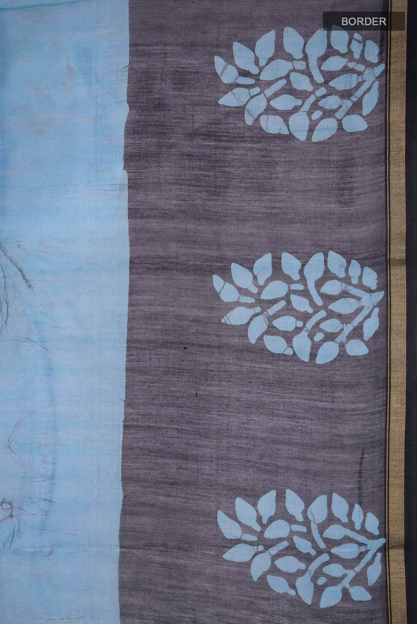 Black Batik Print Silk Cotton Saree