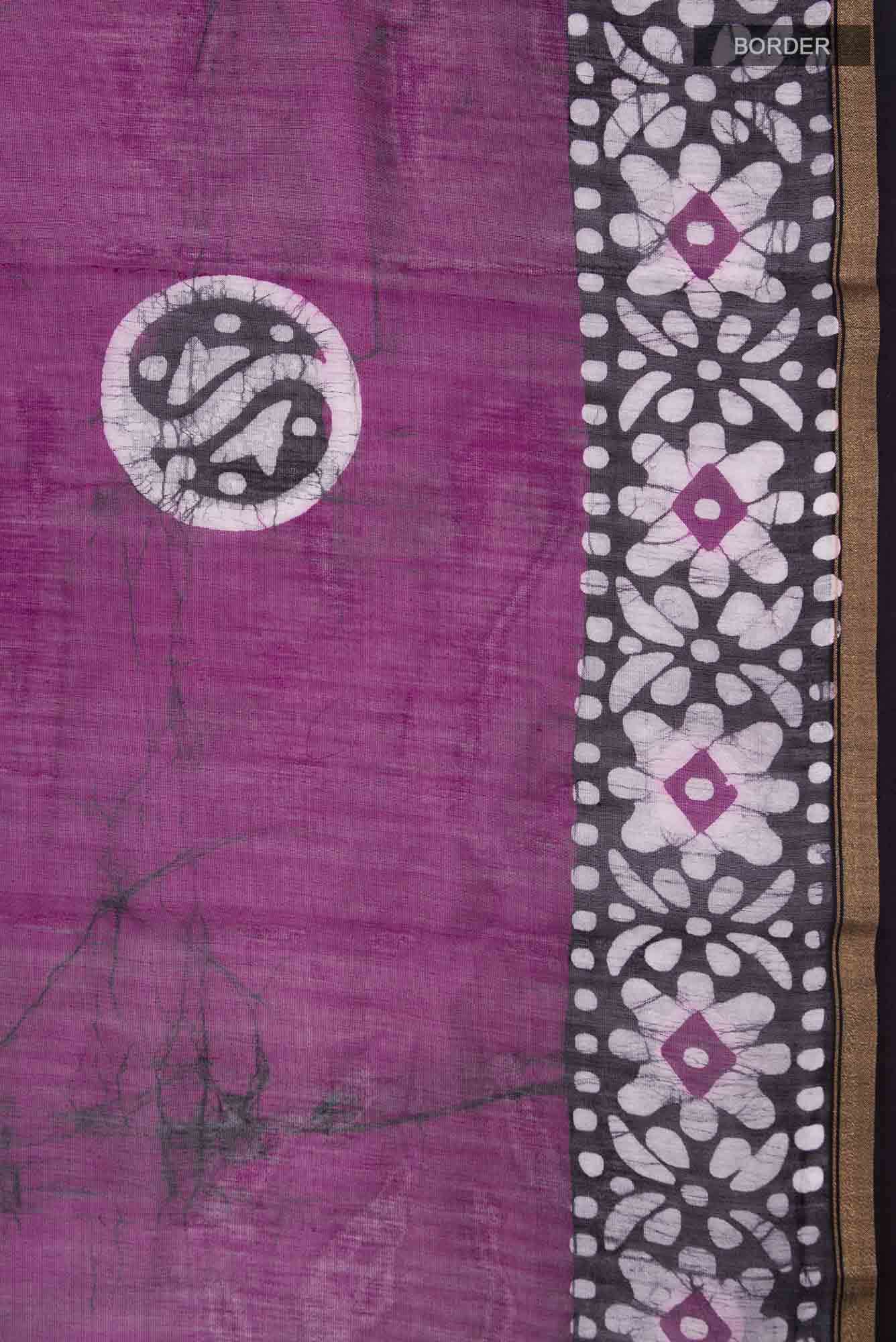 Black Batik Print Silk Cotton Saree