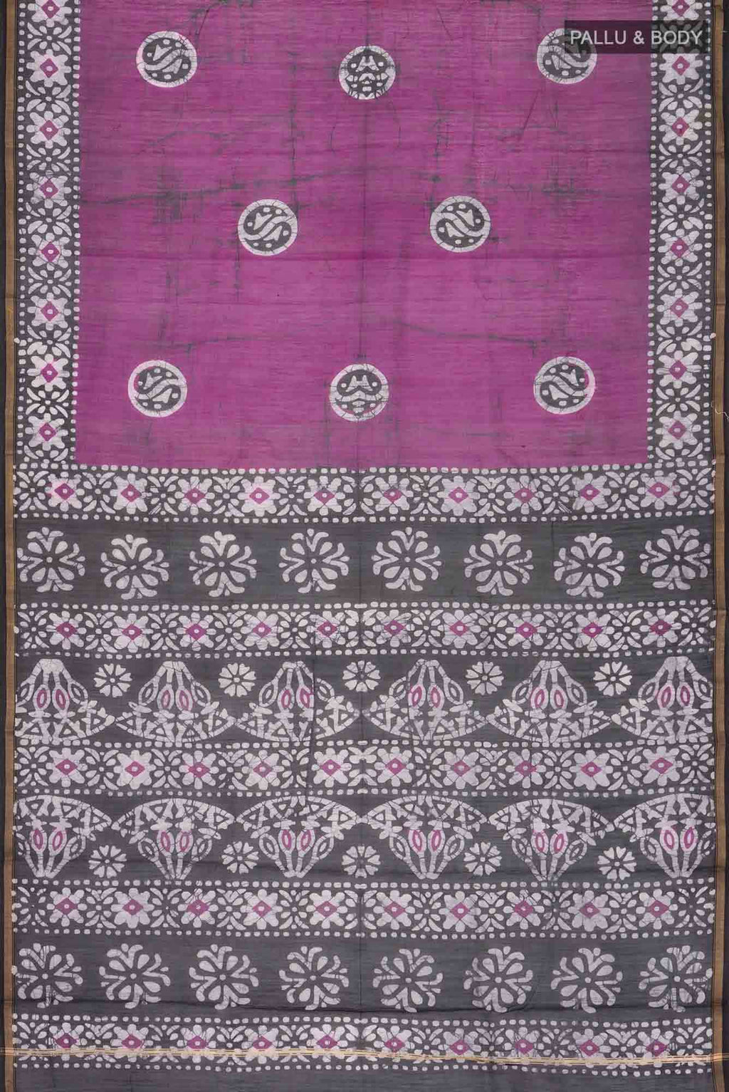 Black Batik Print Silk Cotton Saree