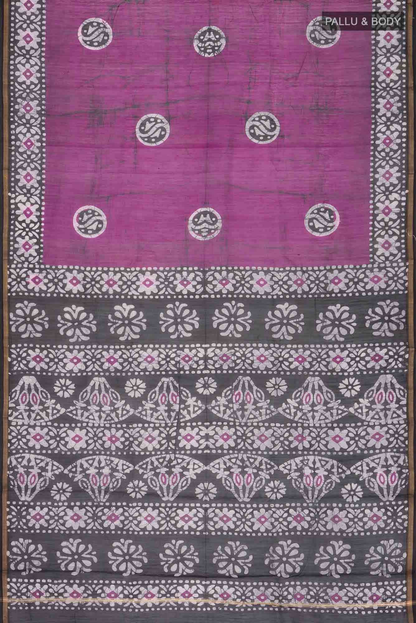 Black Batik Print Silk Cotton Saree
