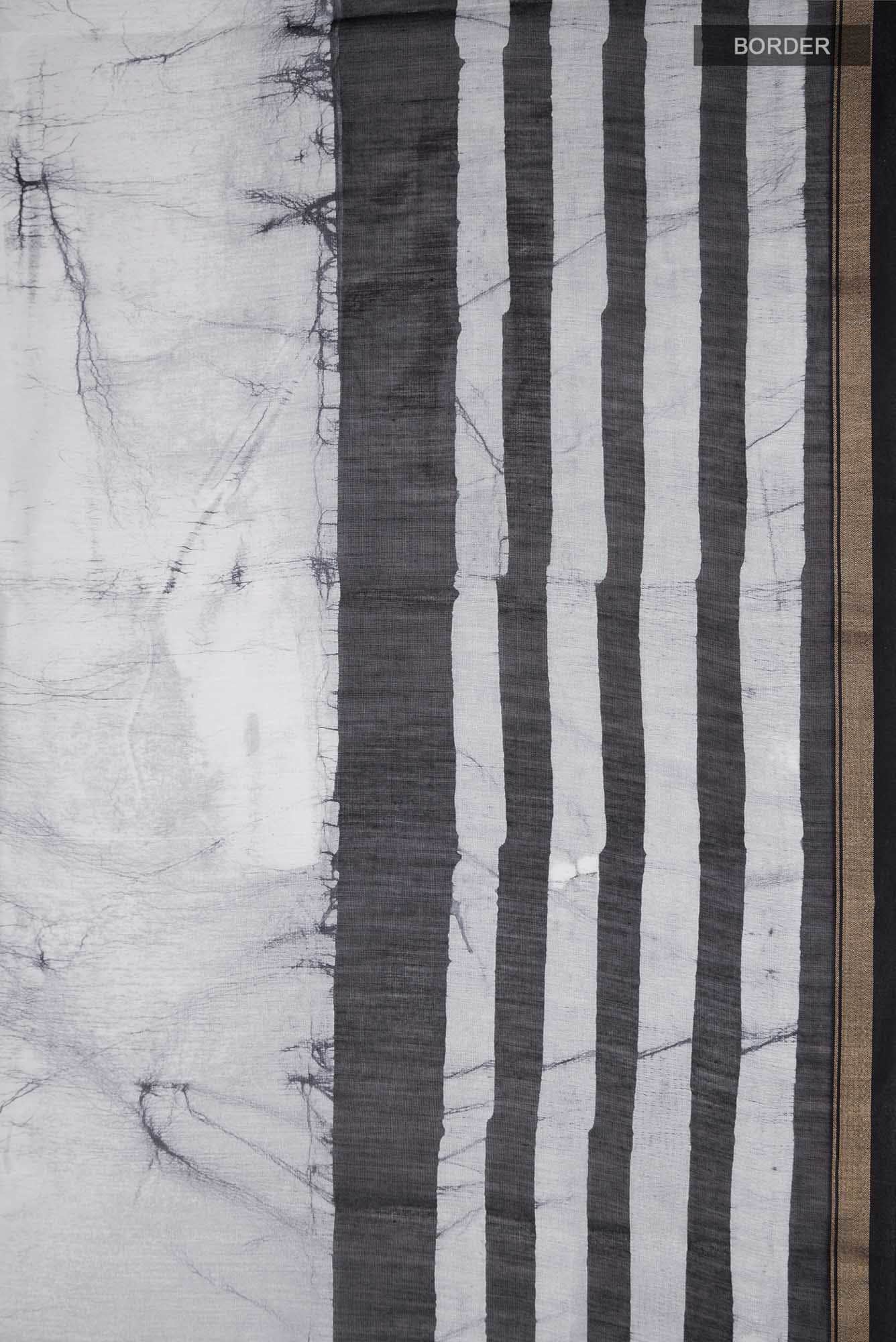 Grey Batik Print Silk Cotton Saree