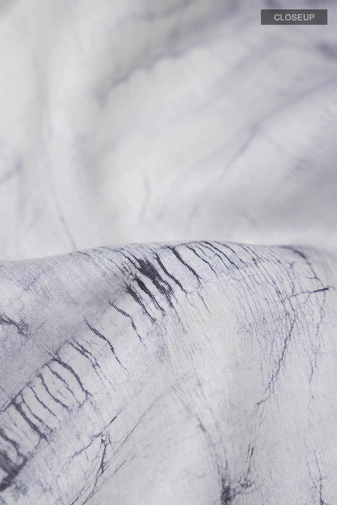Grey Batik Print Silk Cotton Saree