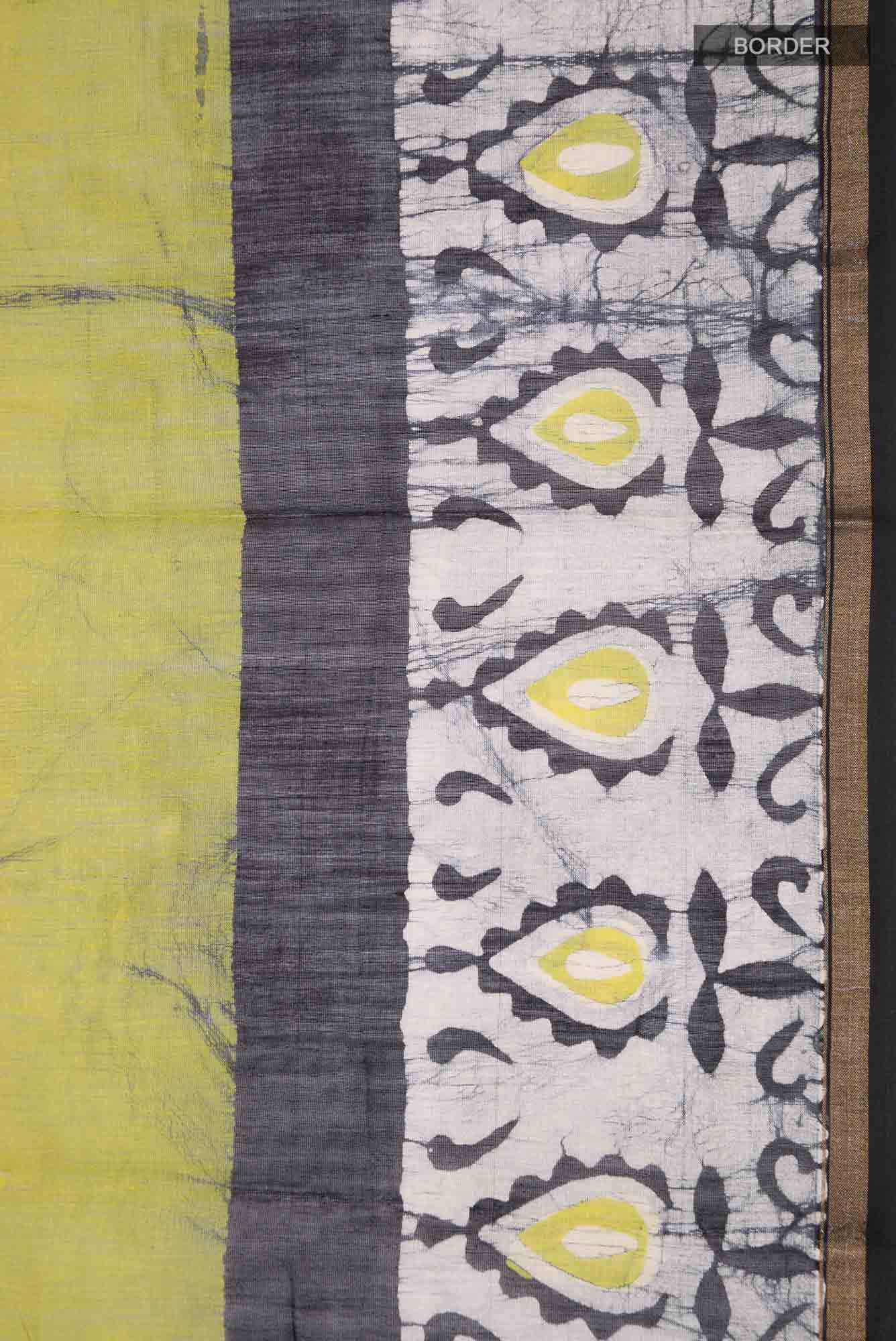 Green Batik Print Silk Cotton Saree