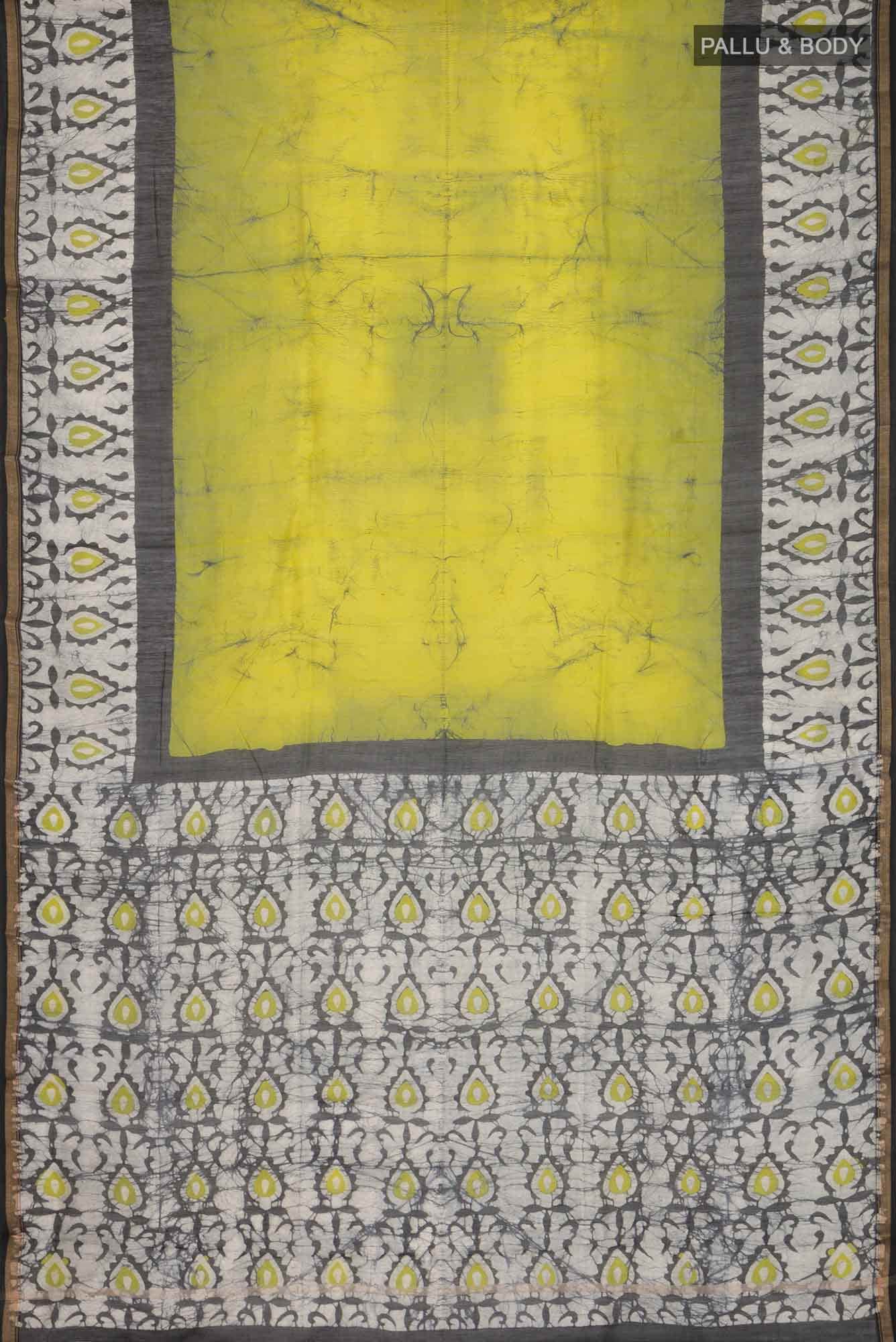 Green Batik Print Silk Cotton Saree