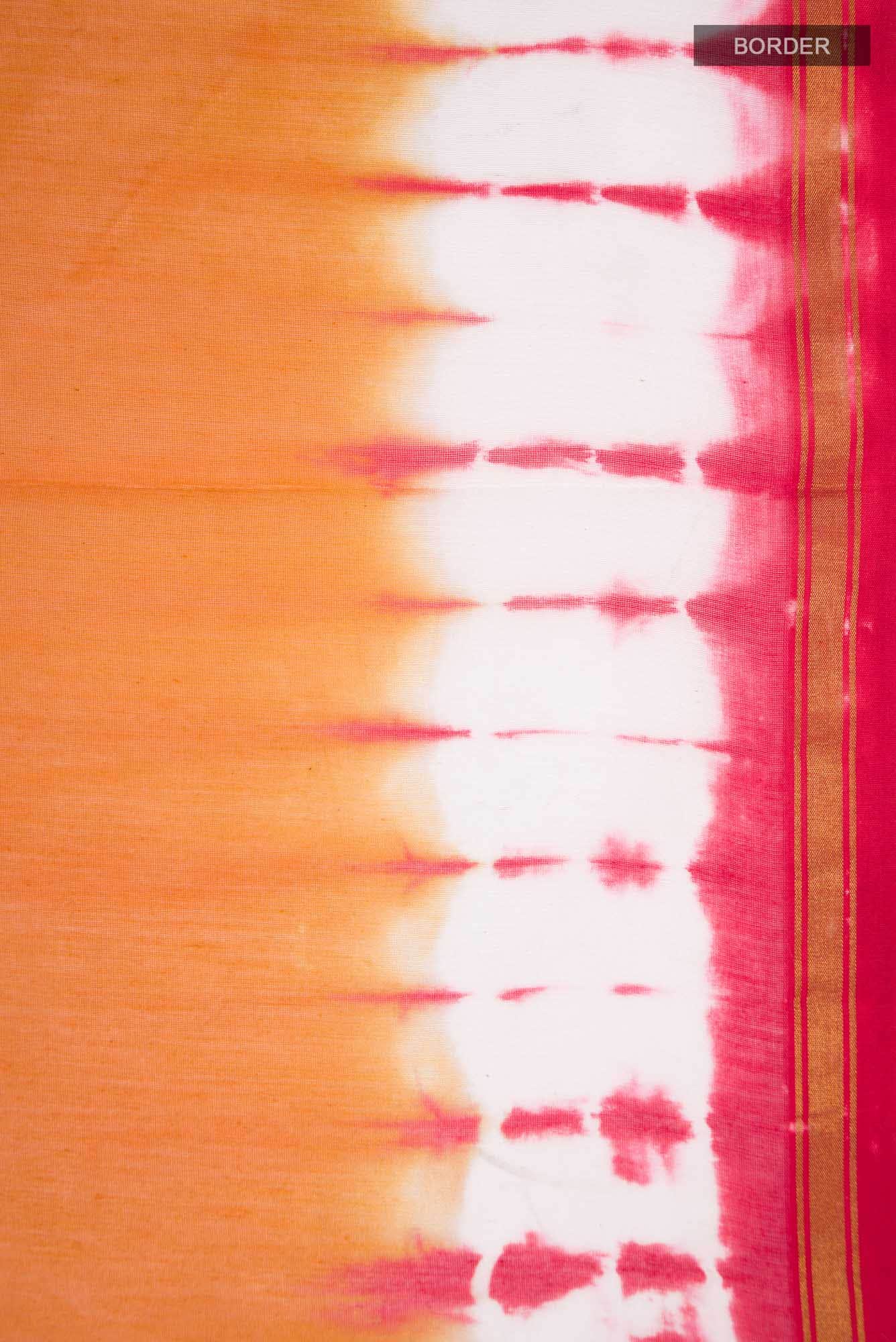 Cream Shibori Print Silk Cotton Saree
