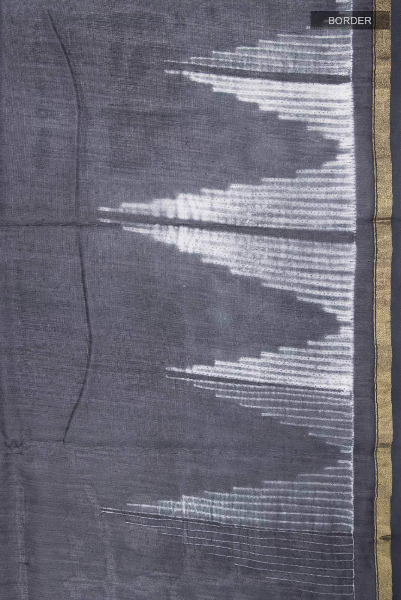 Grey Shibori Print Silk Cotton Saree