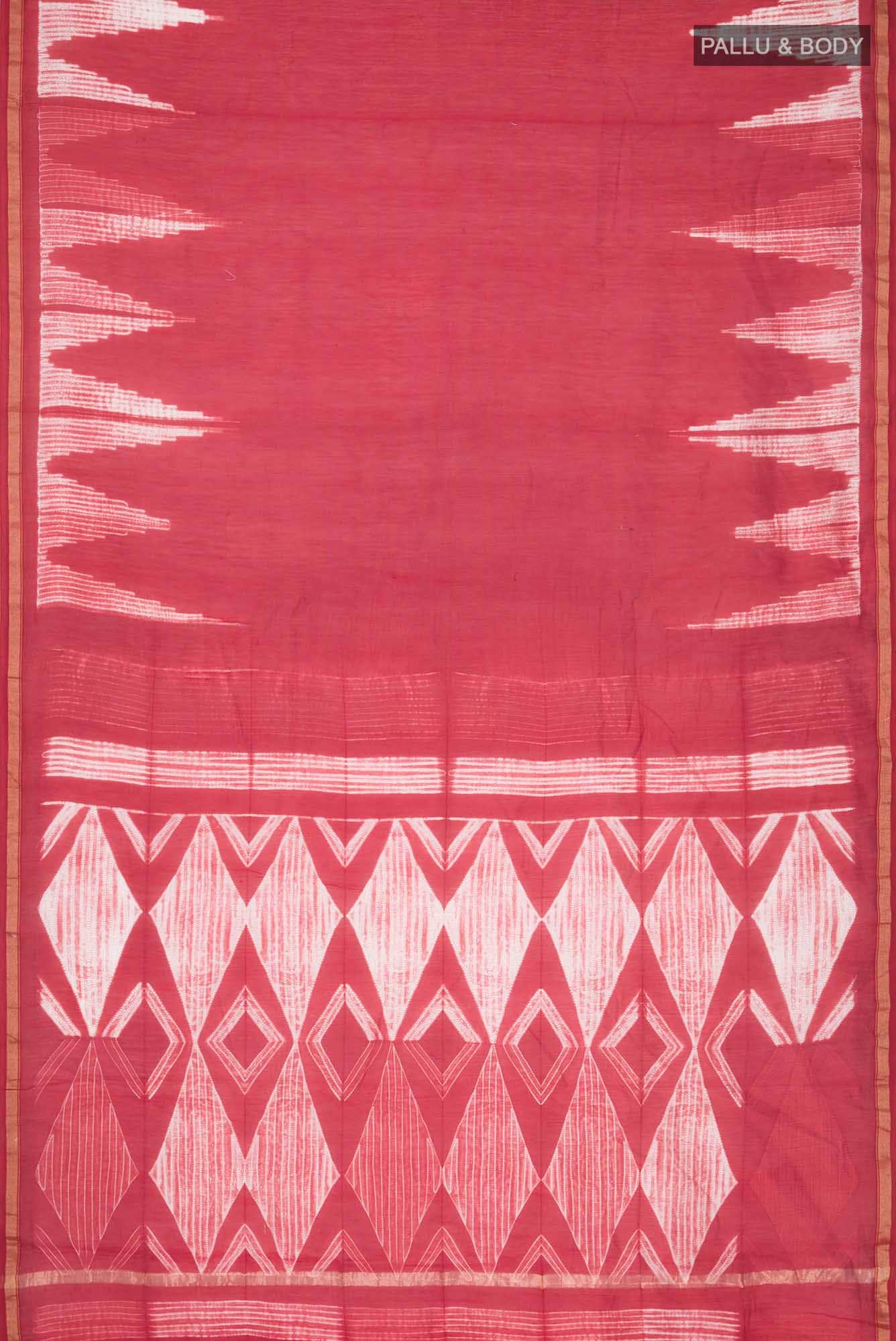 Red Shibori Chanderi Silk Cotton Saree