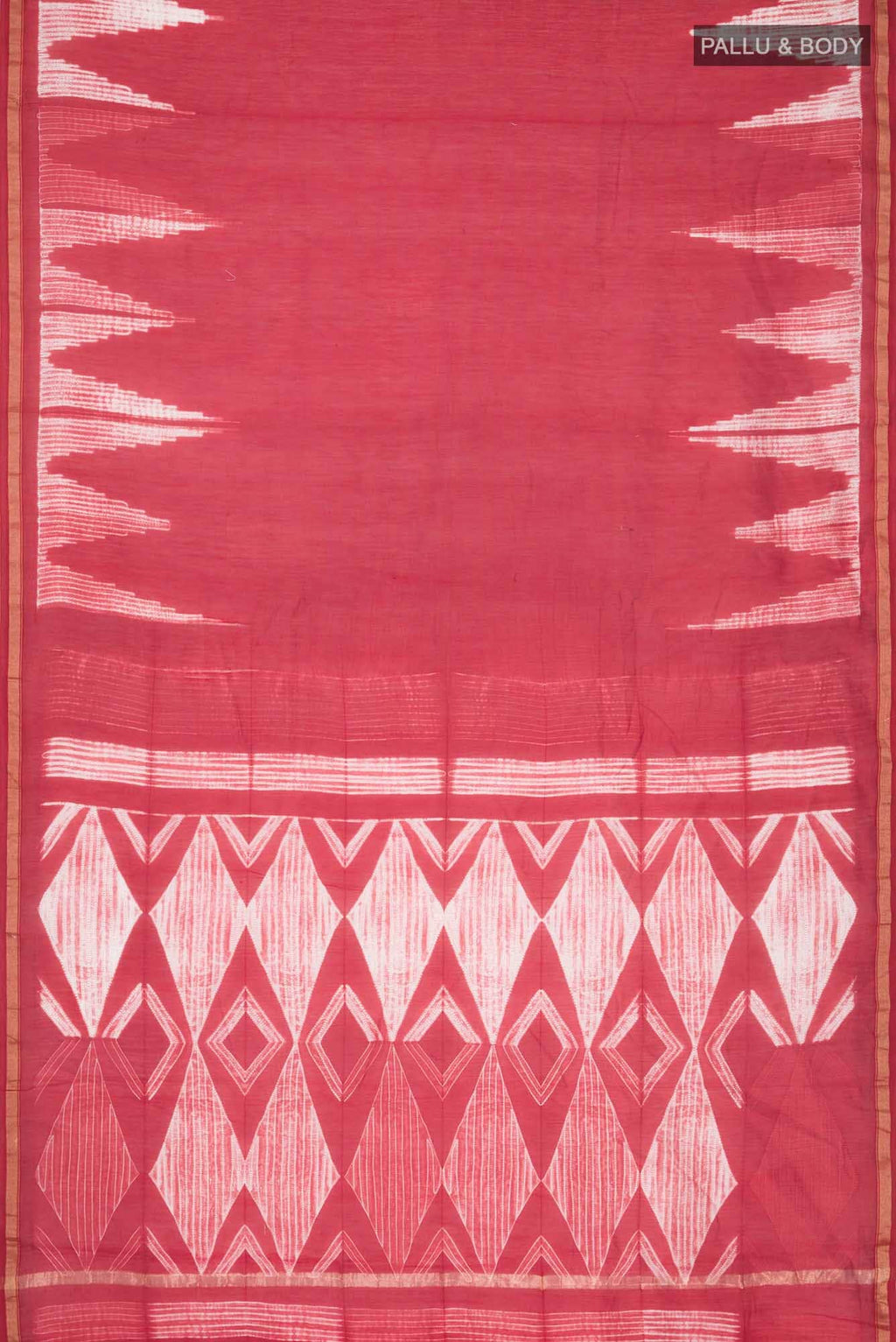 Red Shibori Chanderi Silk Cotton Saree