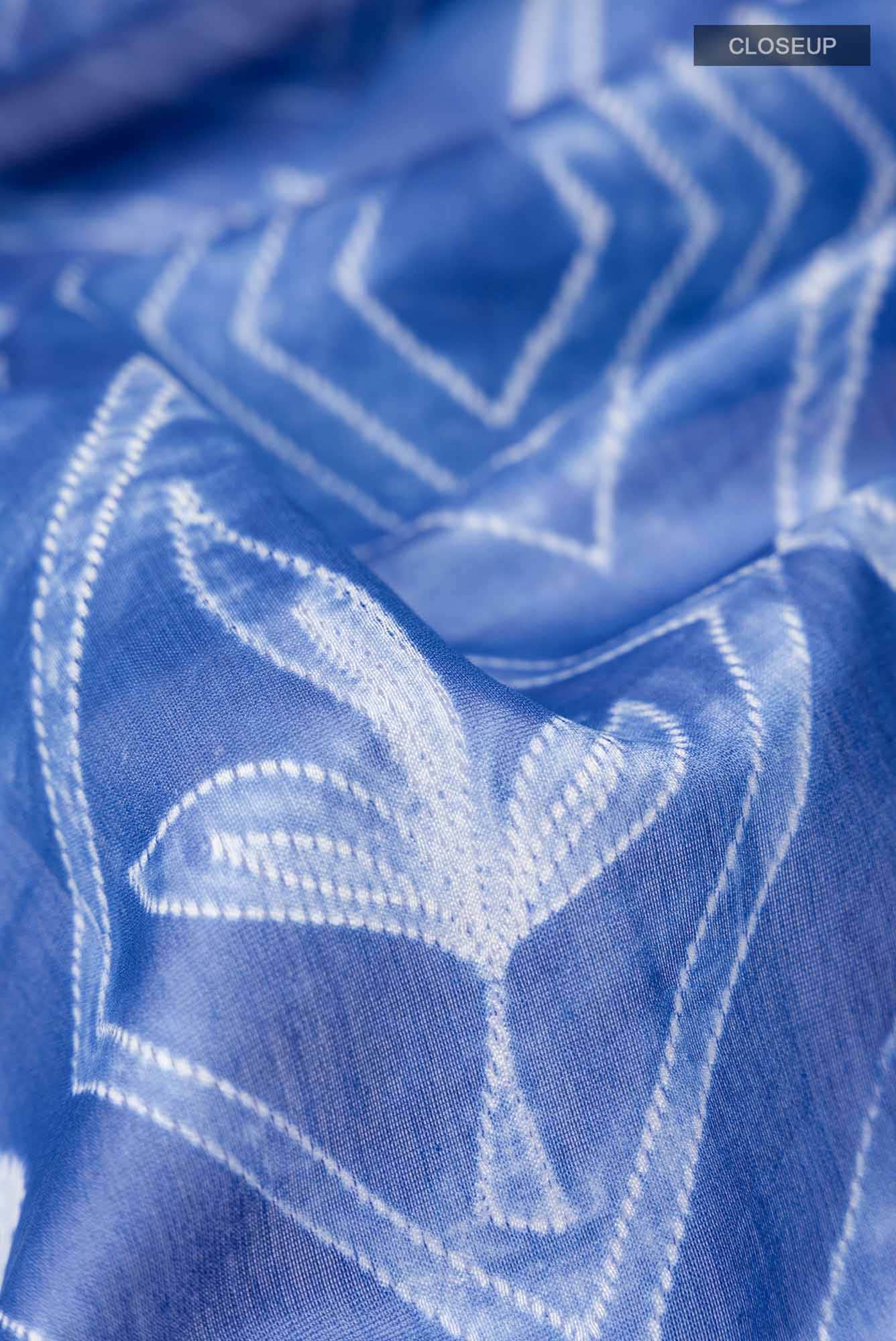 Blue Shibori Print Silk Cotton Saree