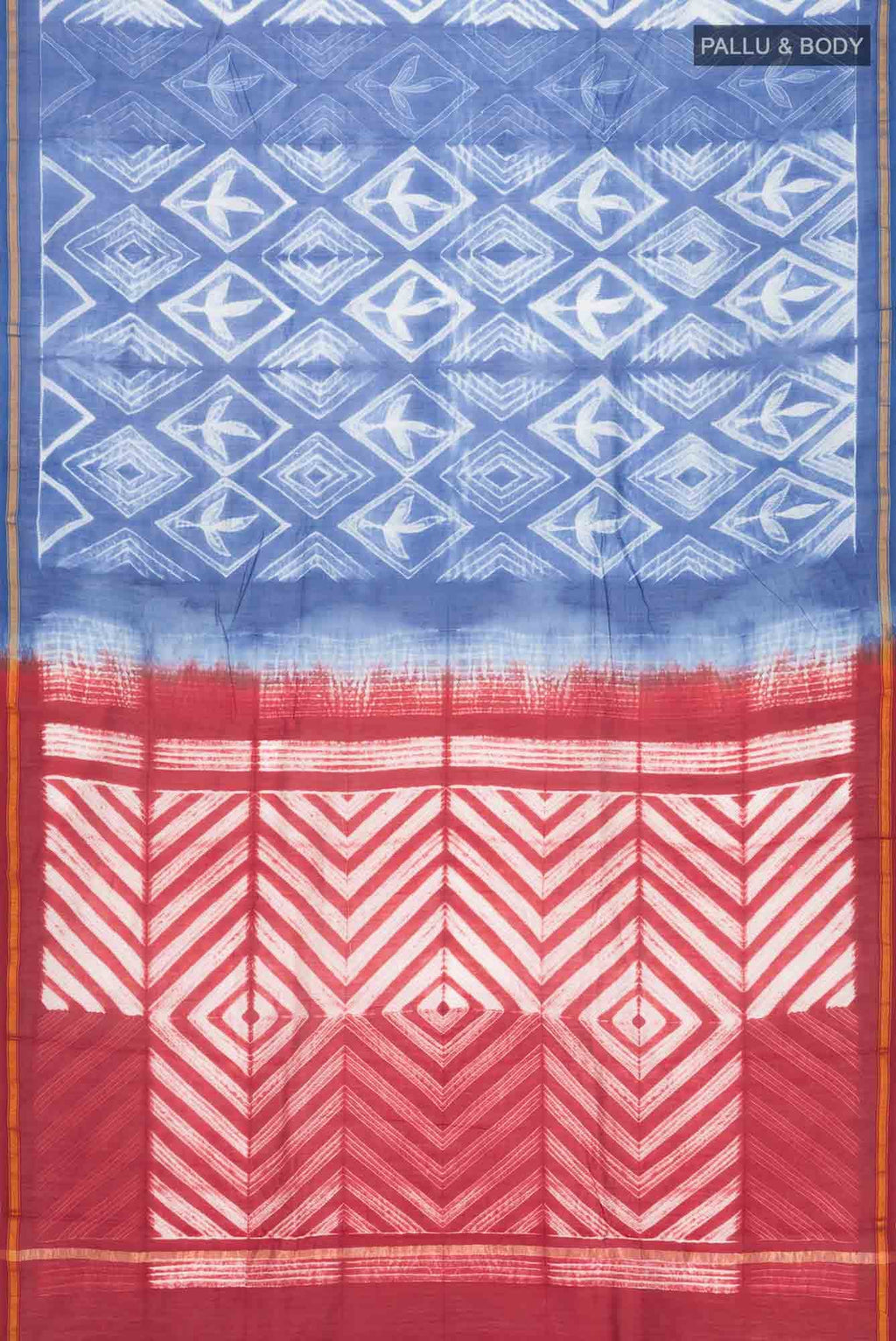 Blue Shibori Print Silk Cotton Saree