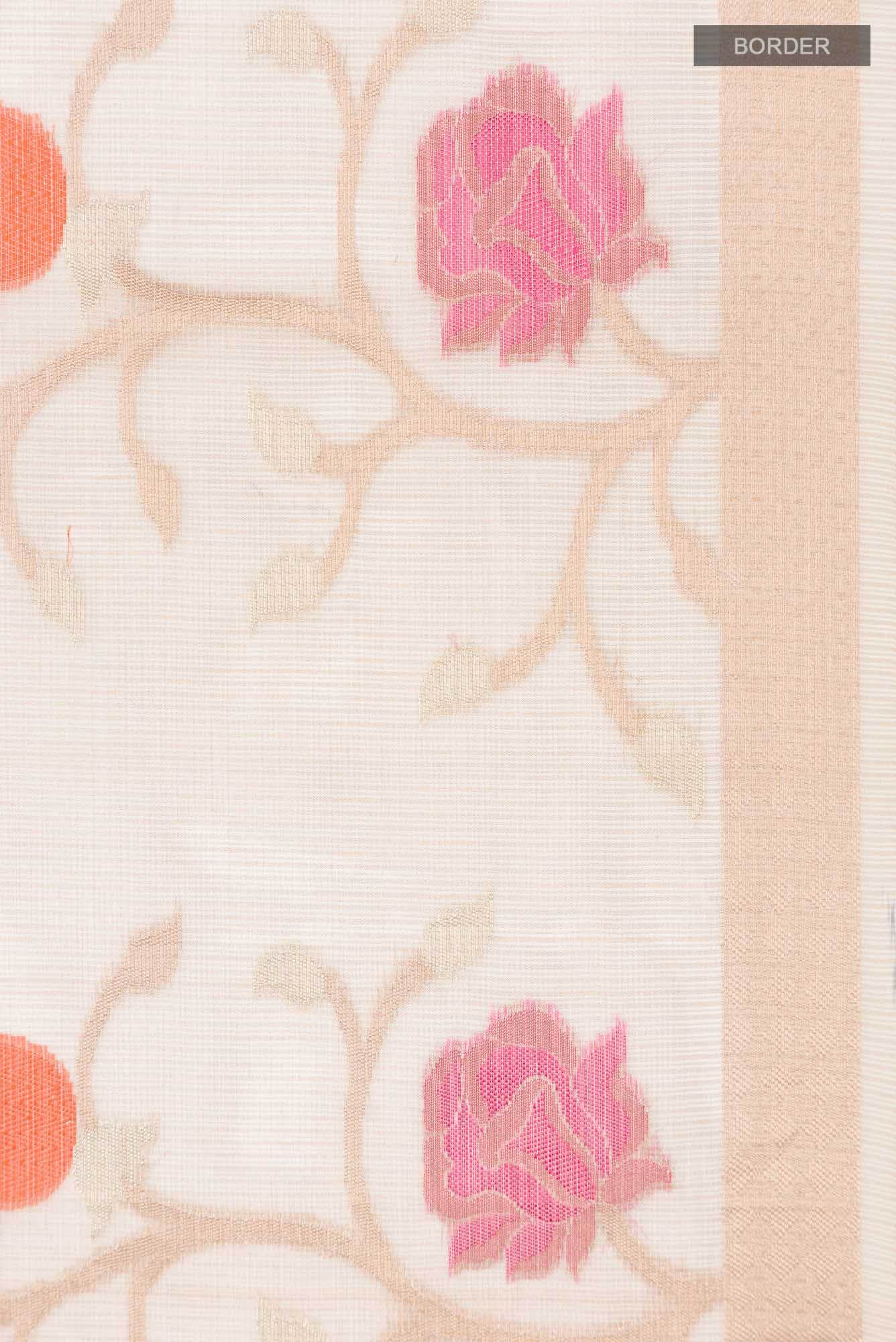 Beige Self Design Kota Cotton Saree with Zari Border