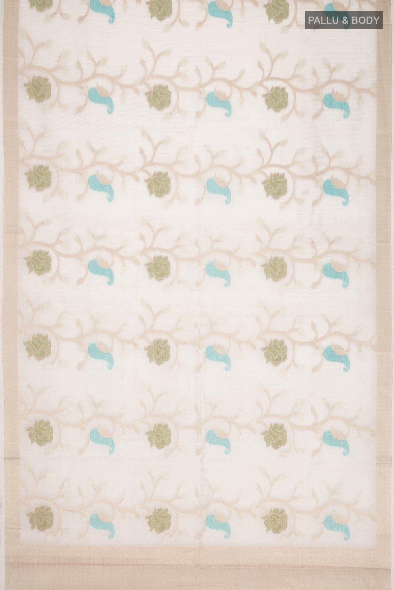 Beige Self Design Kota Cotton Saree with Zari Border