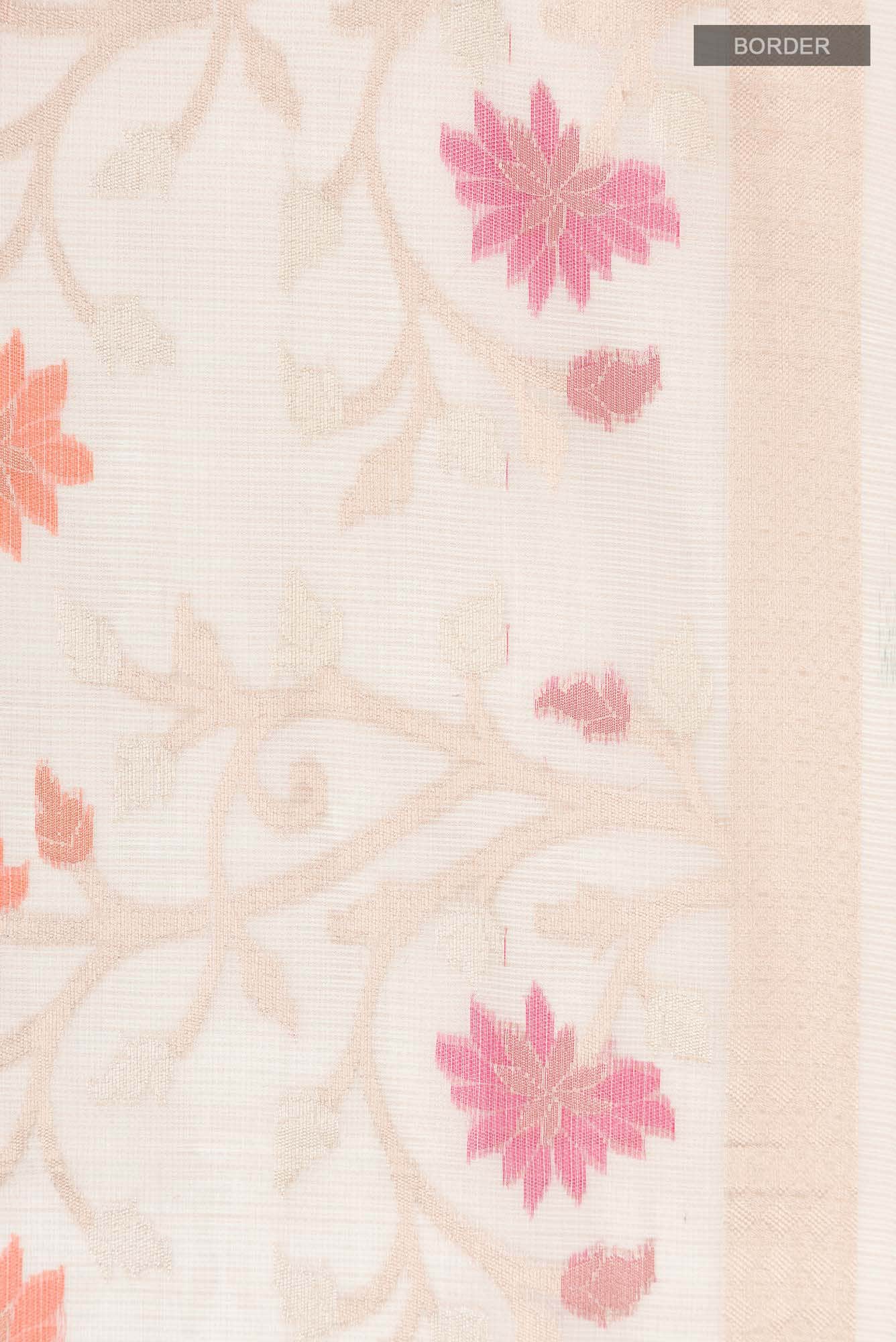 Beige Self Design Kota Cotton Saree with Zari Border
