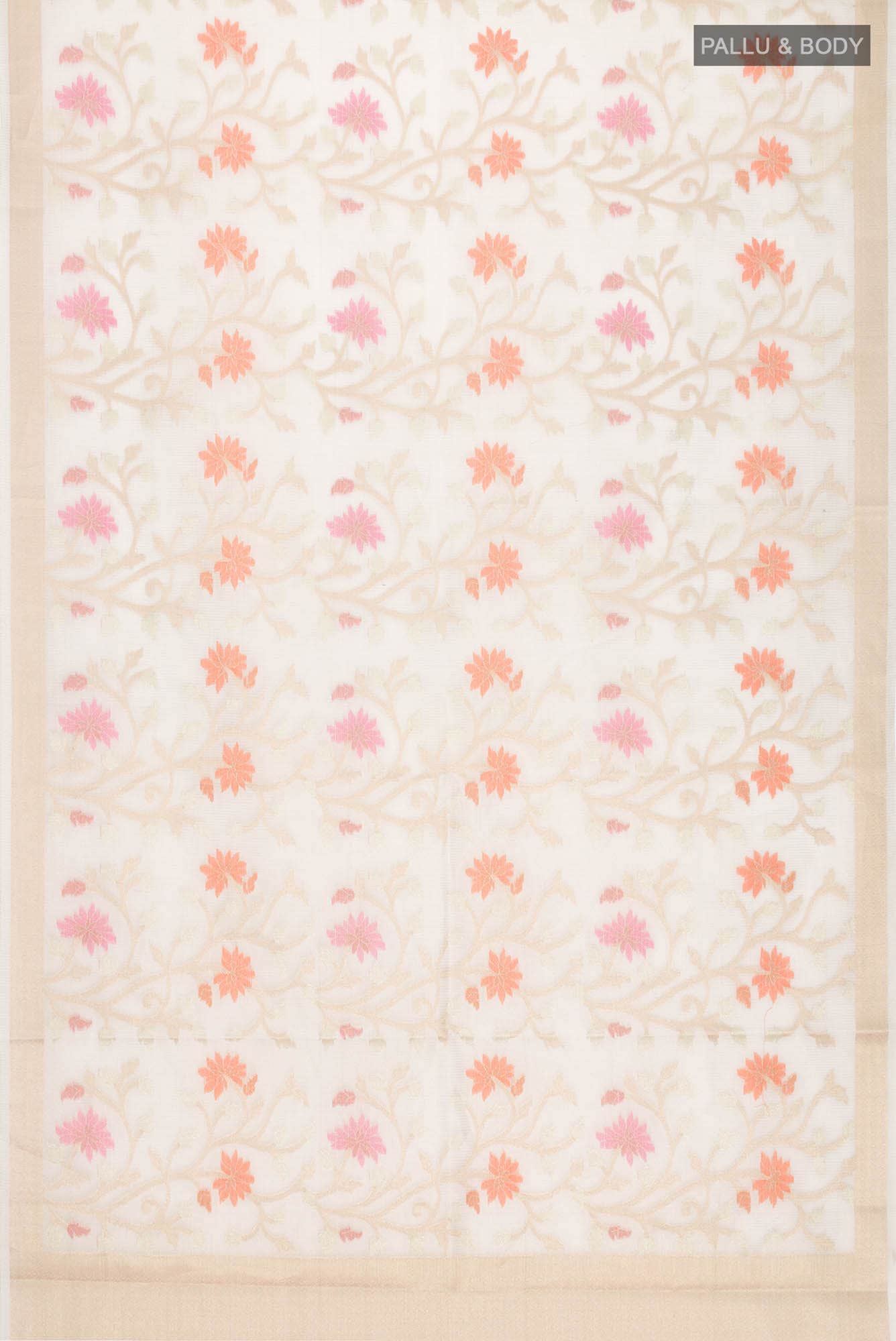 Beige Self Design Kota Cotton Saree with Zari Border