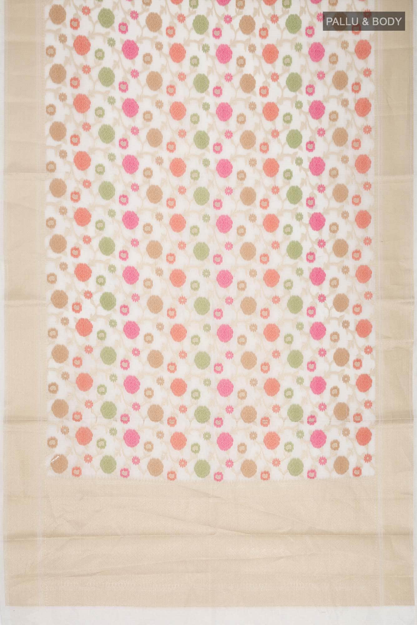 Beige Self Design Kota Cotton Saree with Zari Border