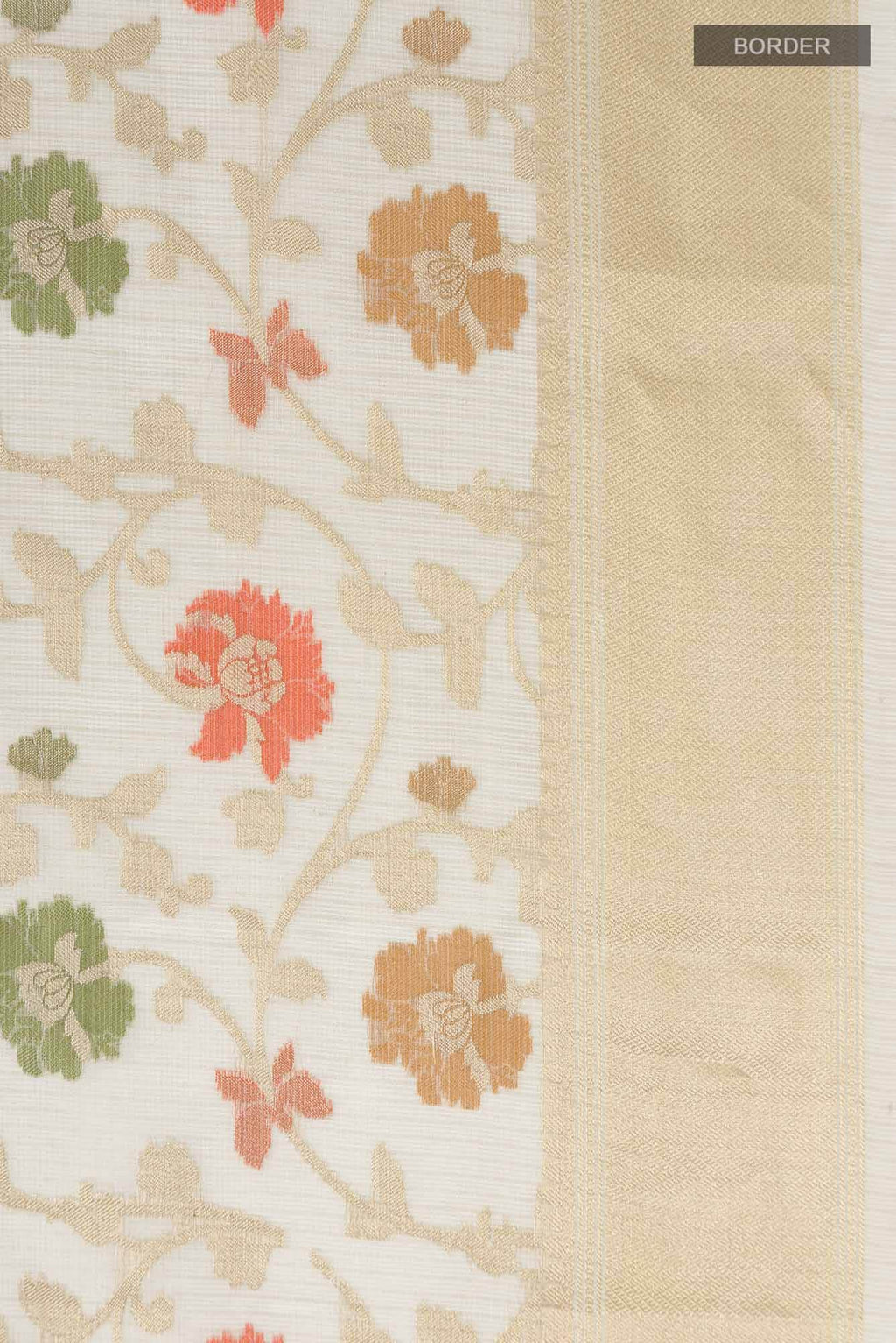 Beige Self Design Kota Cotton Saree with Zari Border