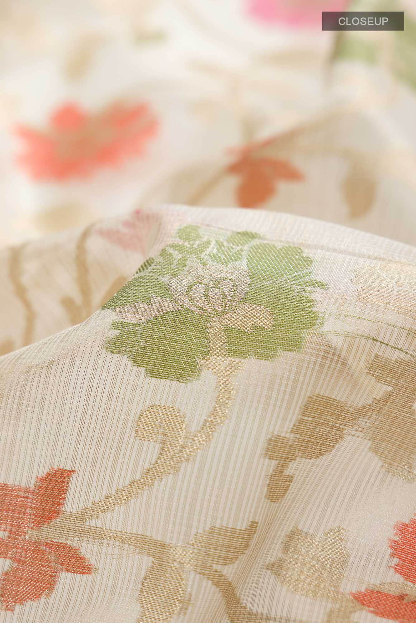 Beige Self Design Kota Cotton Saree with Zari Border