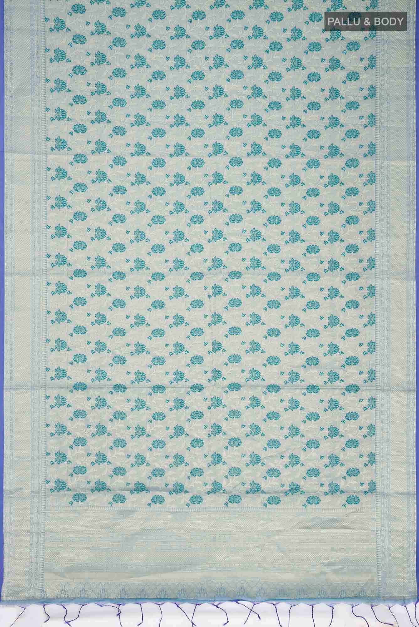 Blue Kota Cotton Saree with Zari Border