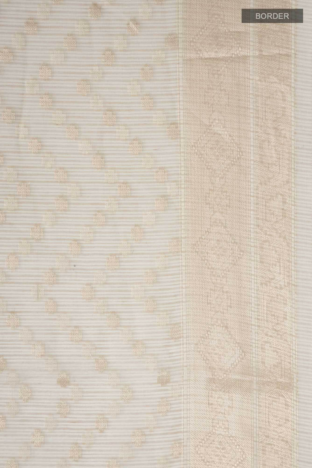 Cream Self Design Kota Cotton Saree with Zari Border