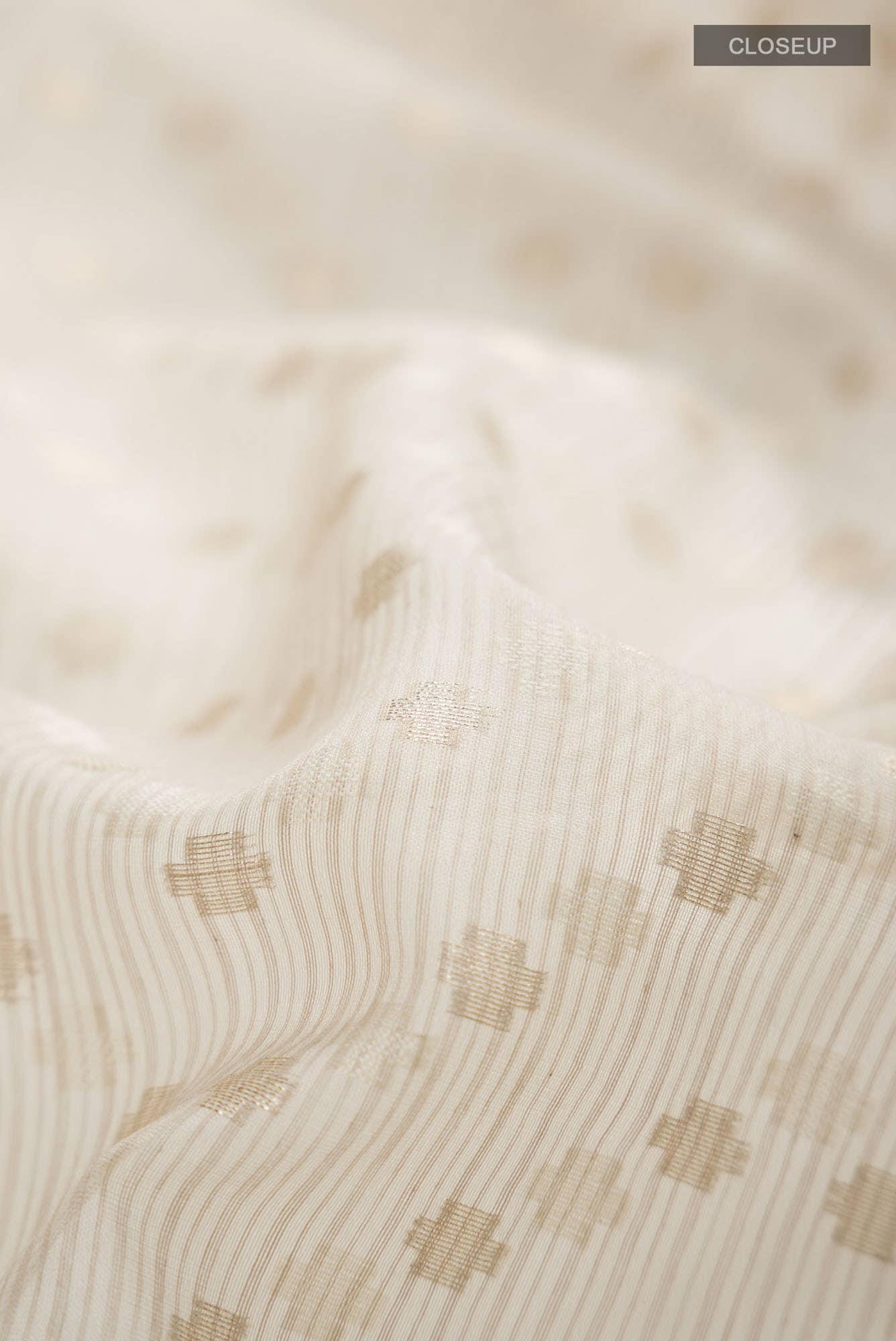 Cream Self Design Kota Cotton Saree with Zari Border