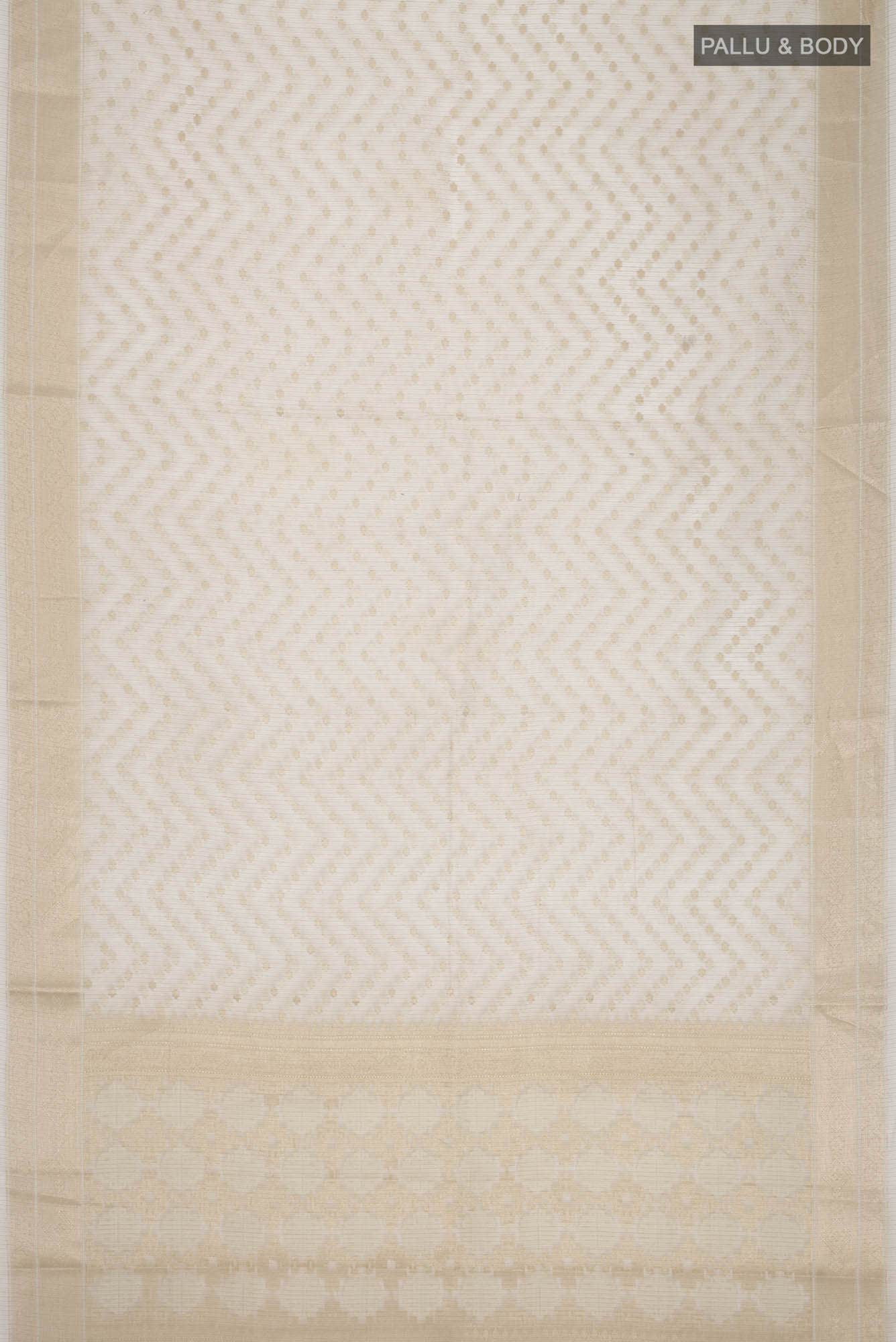 Cream Self Design Kota Cotton Saree with Zari Border