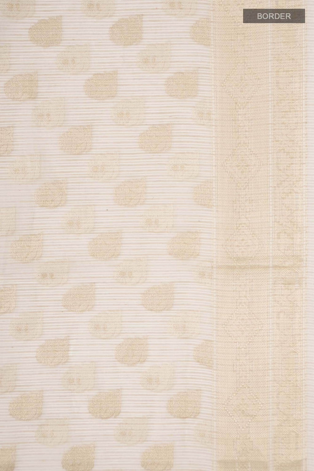 Cream Self Design Kota Cotton Saree with Zari Border