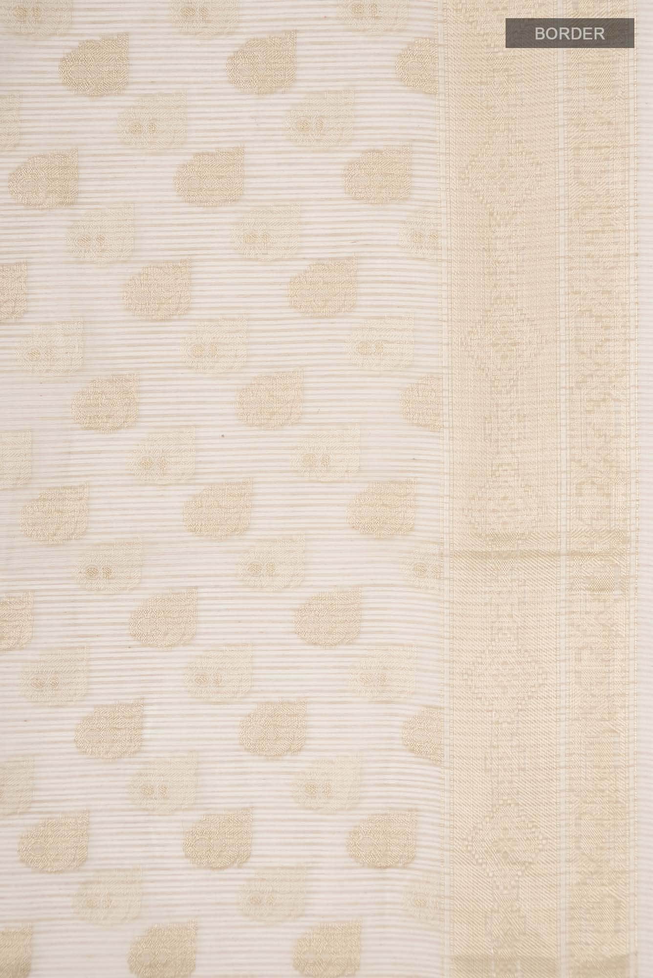Cream Self Design Kota Cotton Saree with Zari Border
