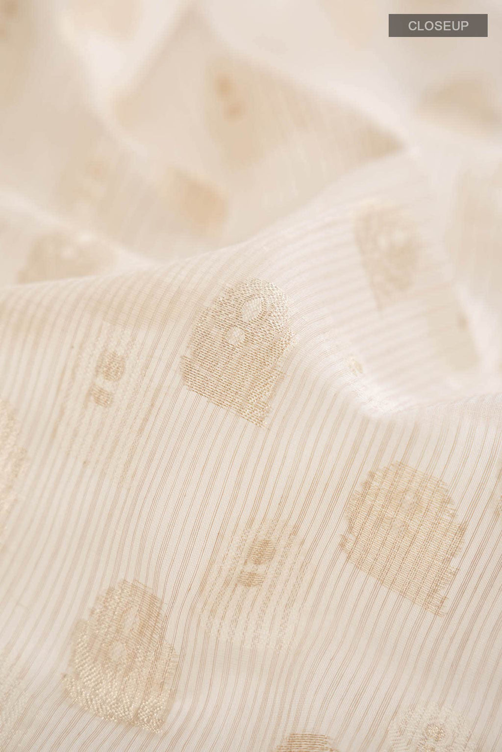 Cream Self Design Kota Cotton Saree with Zari Border