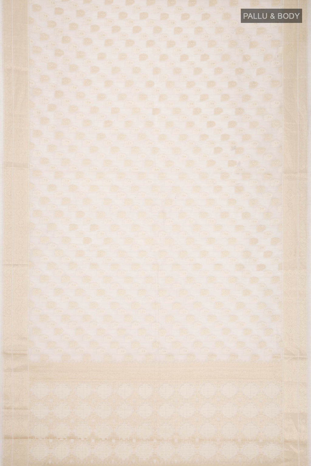 Cream Self Design Kota Cotton Saree with Zari Border