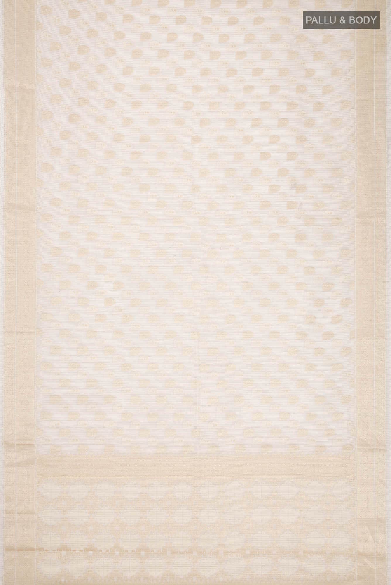 Cream Self Design Kota Cotton Saree with Zari Border