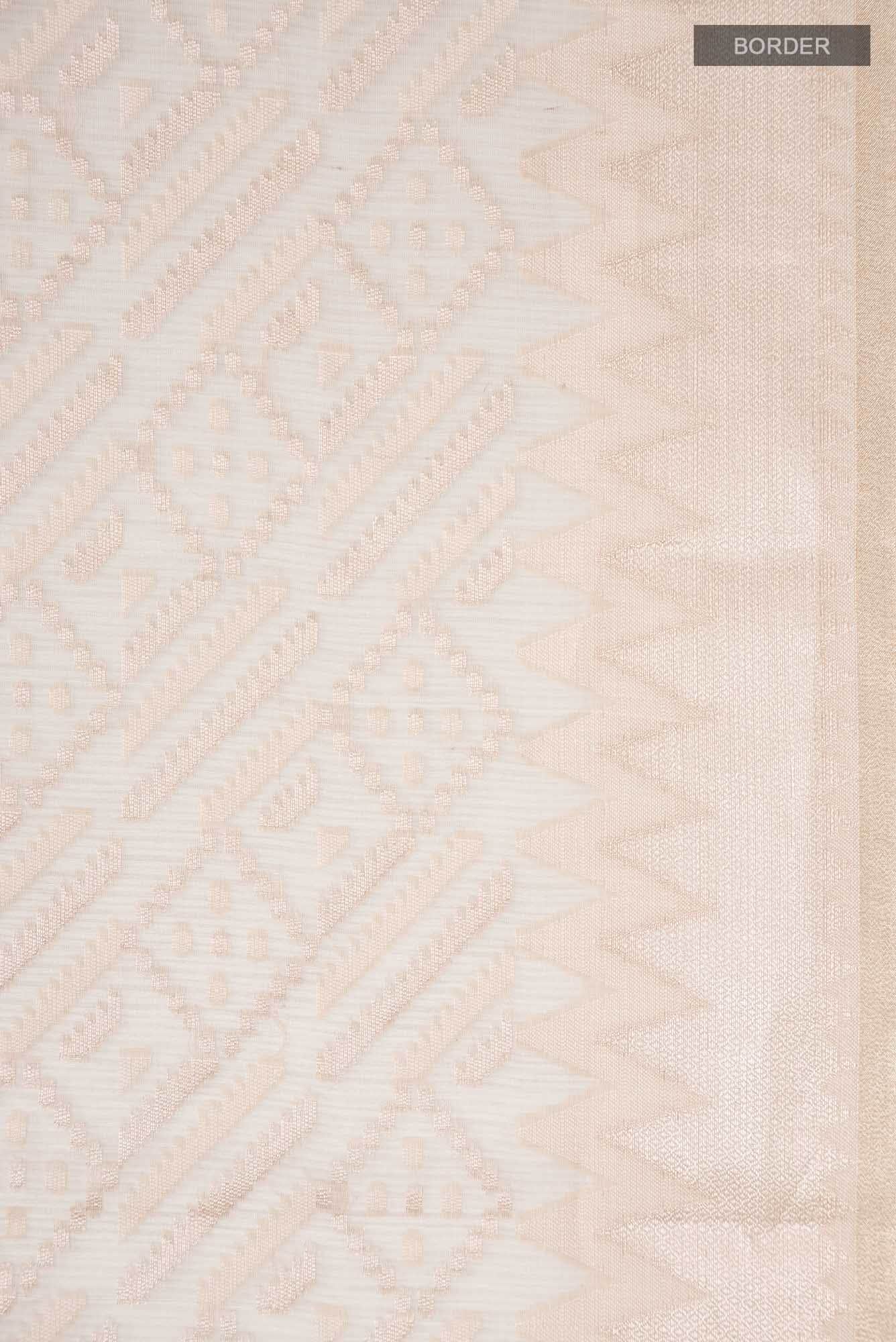 Beige Self Design Kota Cotton Saree with Zari Border