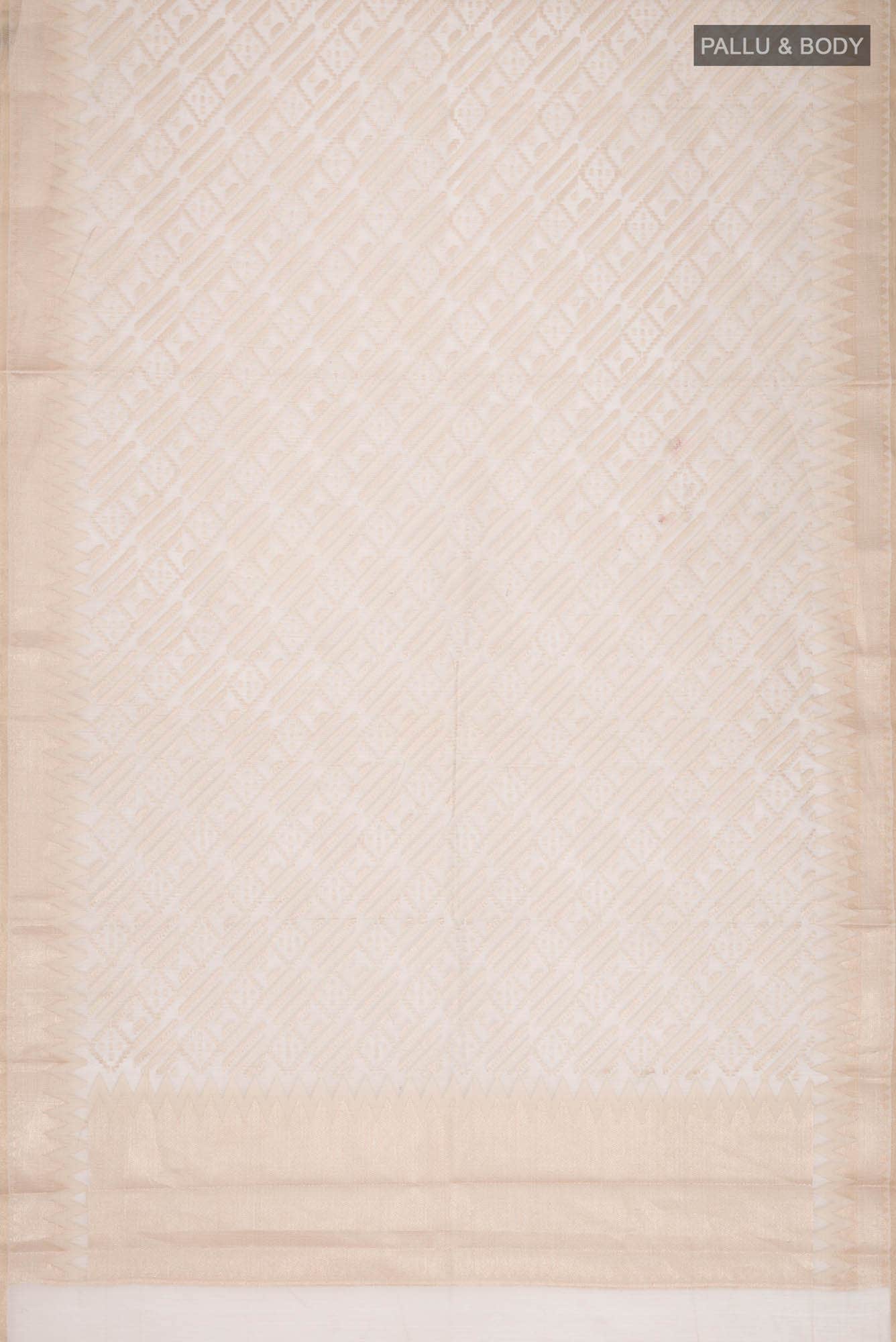 Beige Self Design Kota Cotton Saree with Zari Border