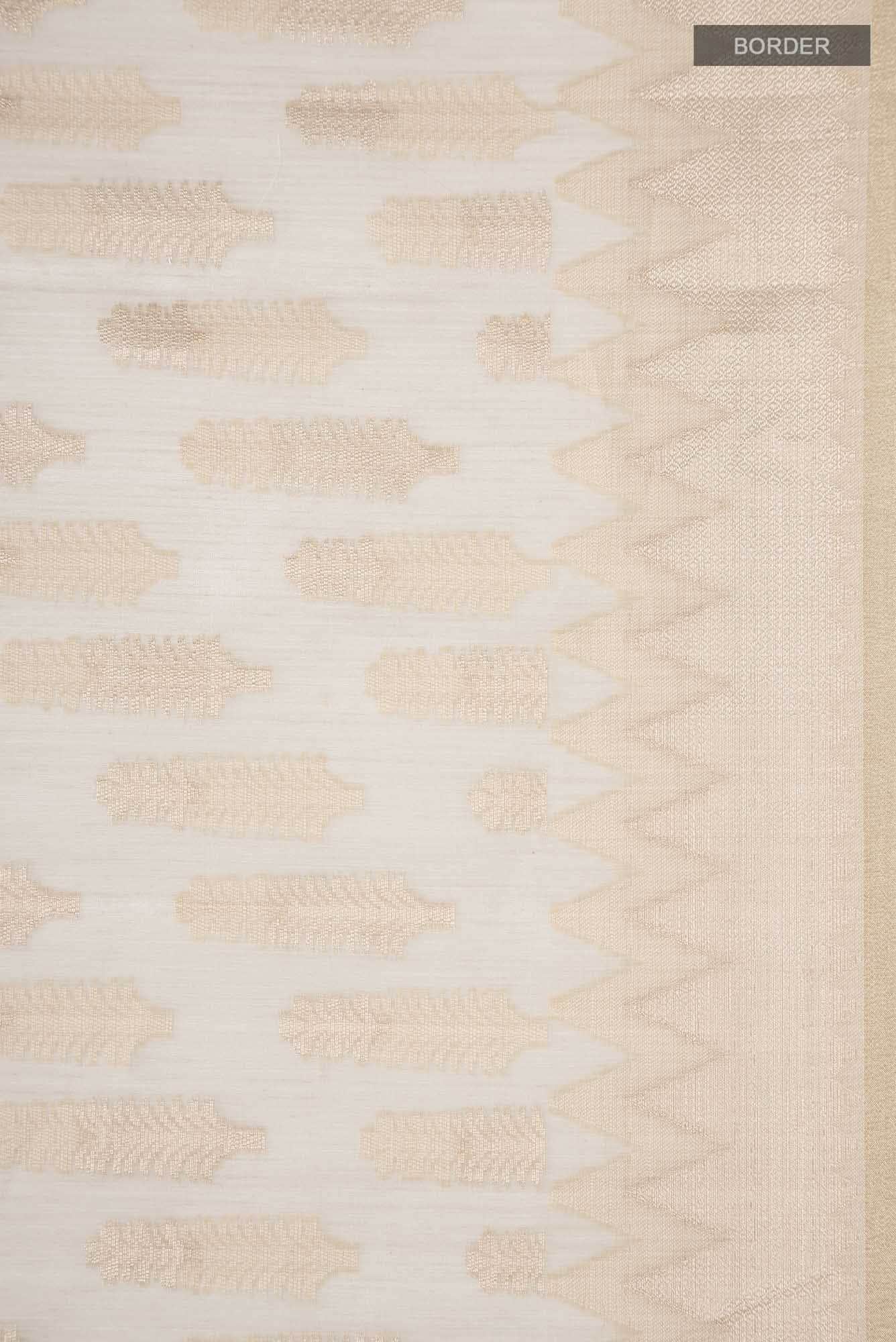 Beige Self Design Kota Cotton Saree with Zari Border