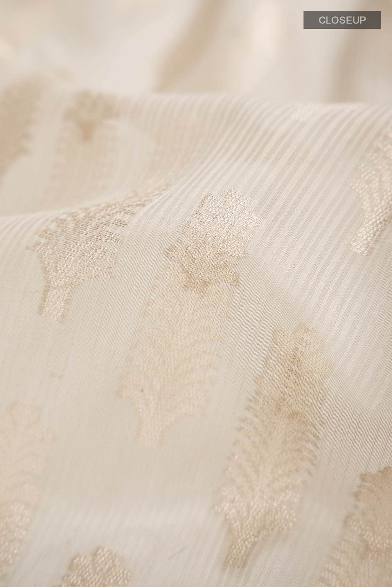 Beige Self Design Kota Cotton Saree with Zari Border