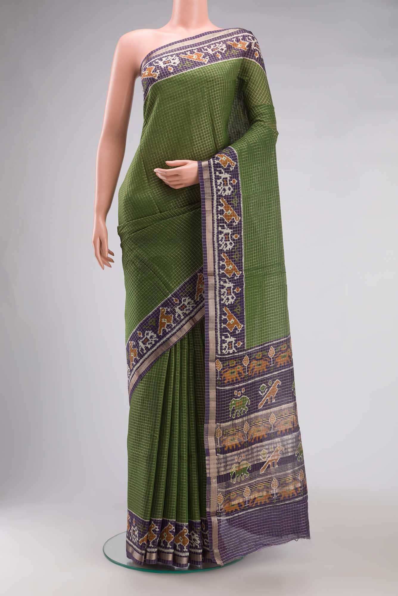 Green Blended Tussar Silk Saree