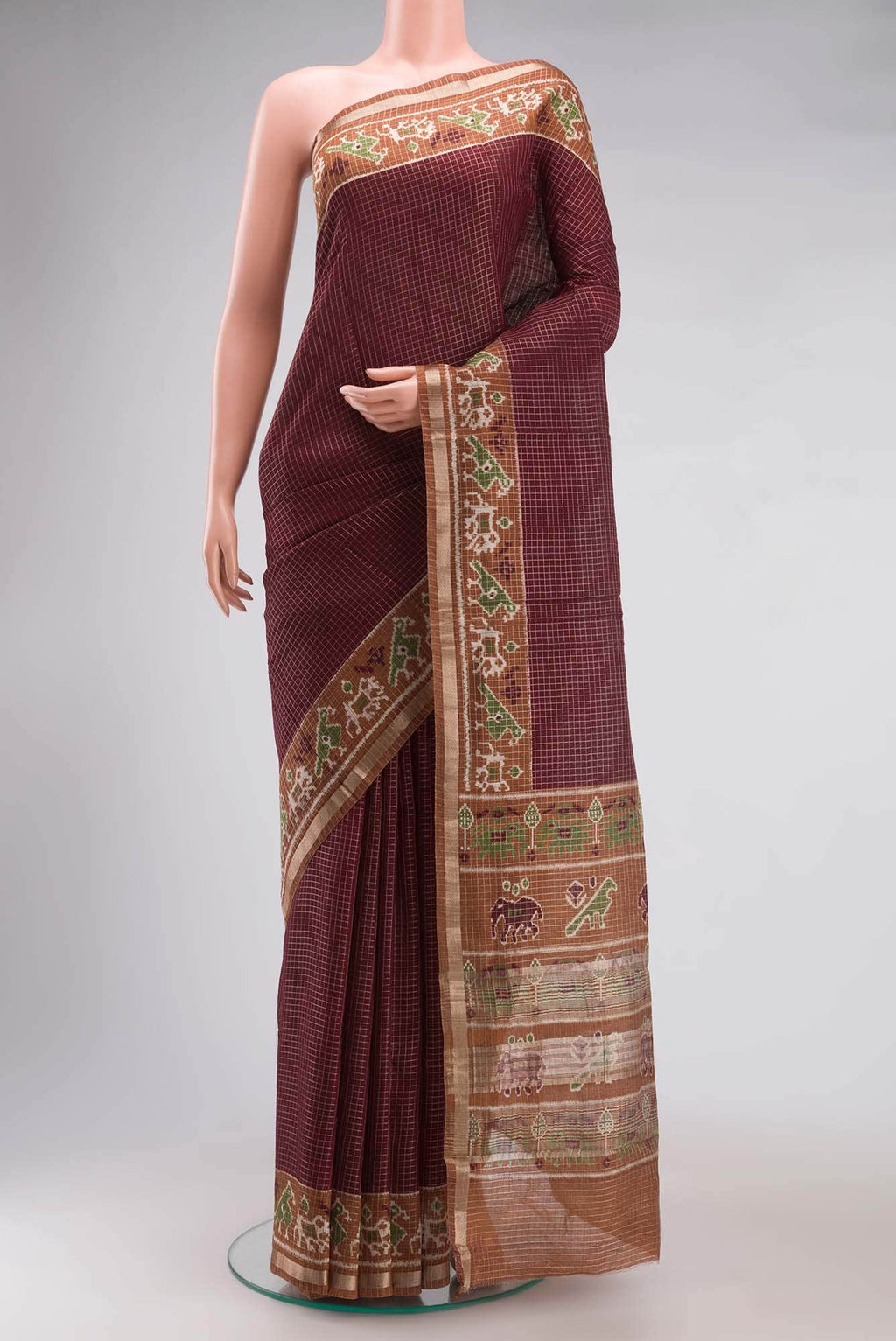 Brown Blended Tussar Silk Saree
