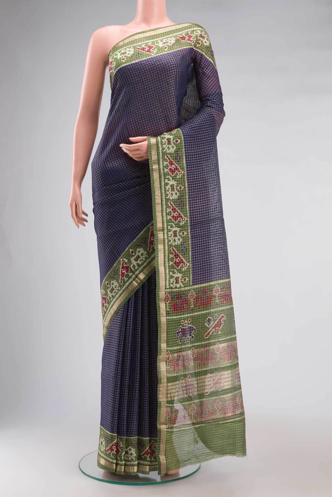 Blue Blended Tussar Silk Saree
