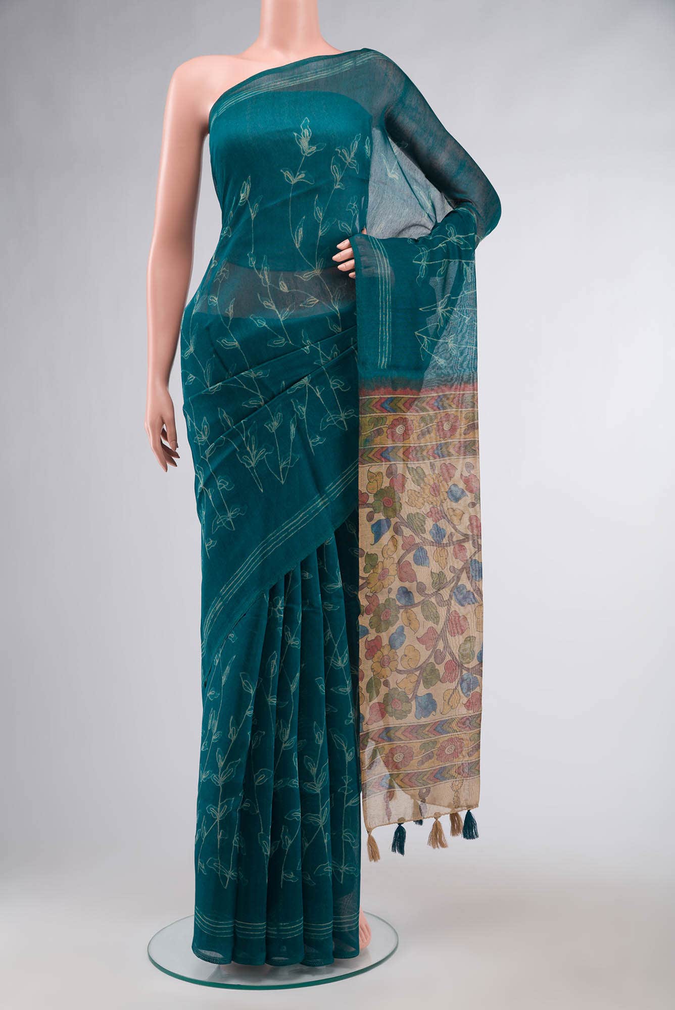 Green Blended Tussar Silk Saree