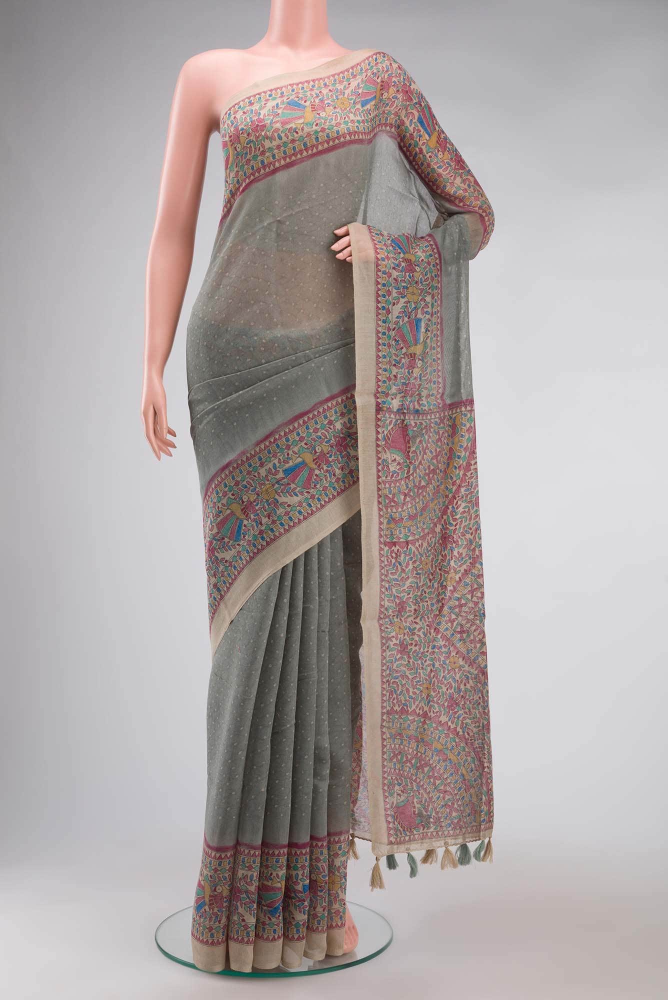 Green Blended Tussar Silk Saree