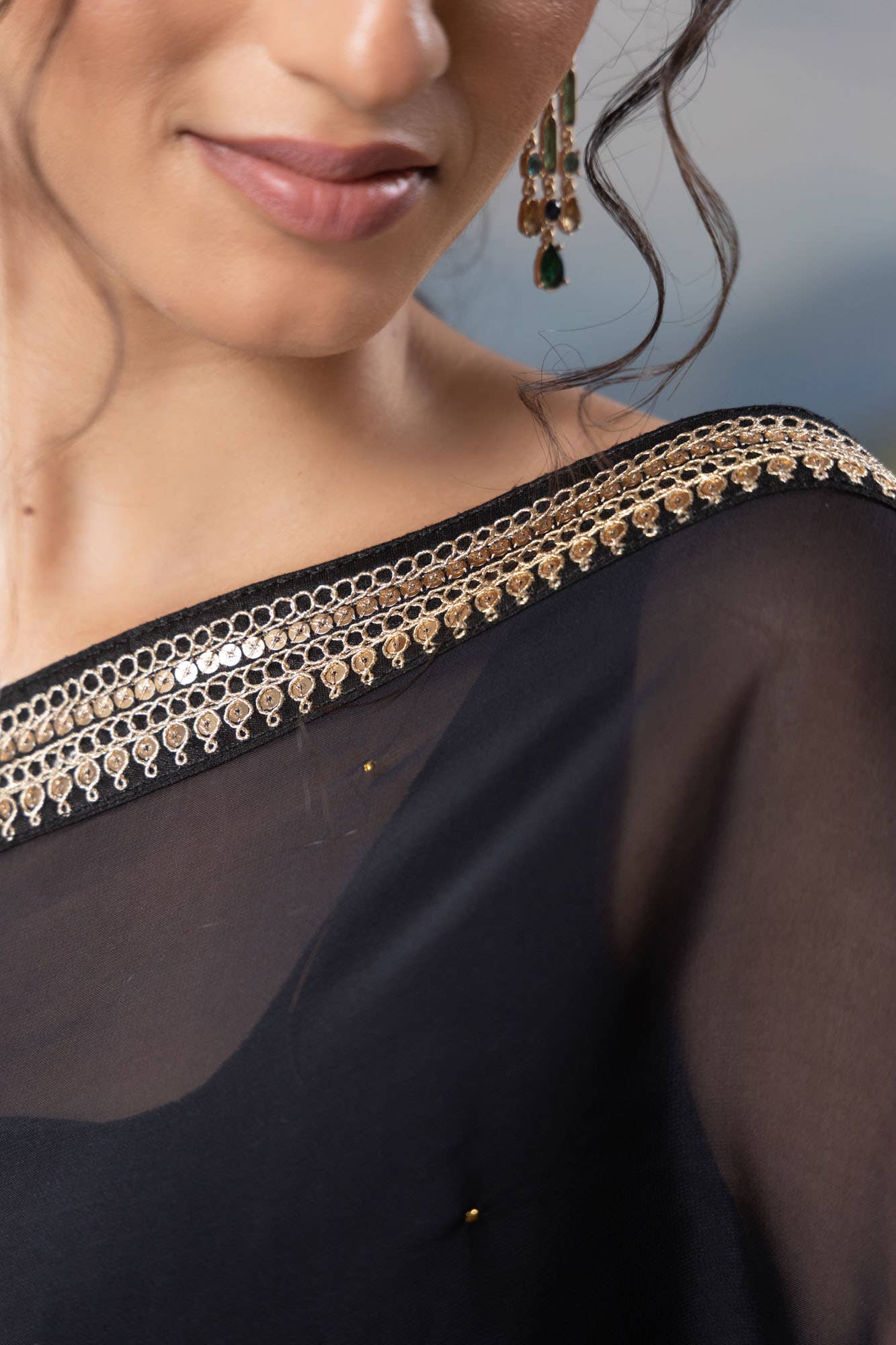 Peacocks in Love-Black Organza Silk Saree