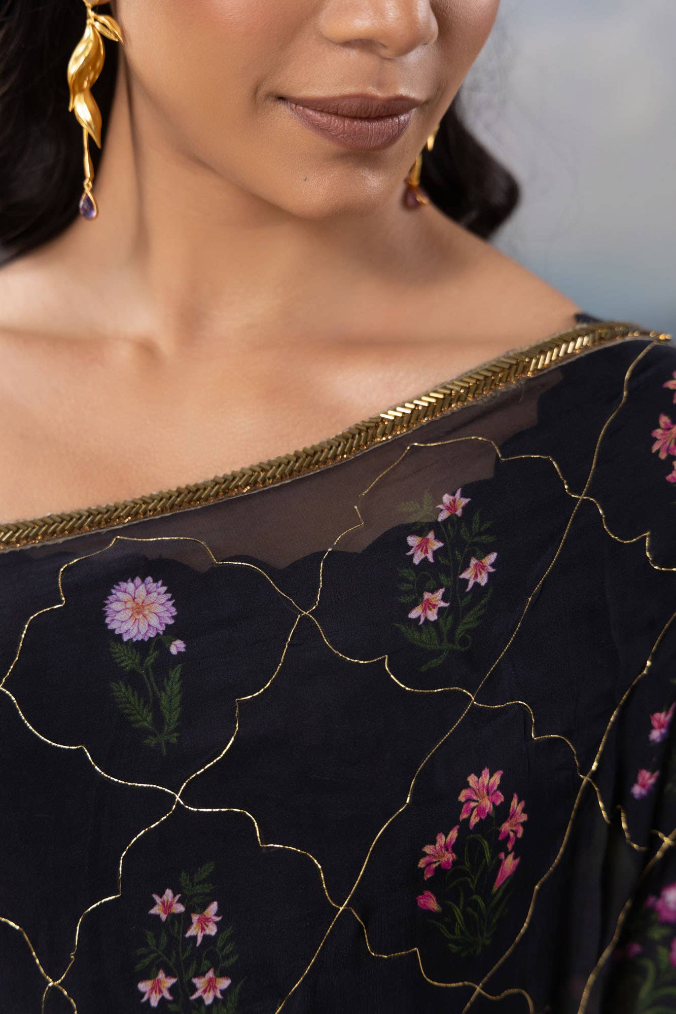 Courtyard of Love-Black Organza Silk Saree
