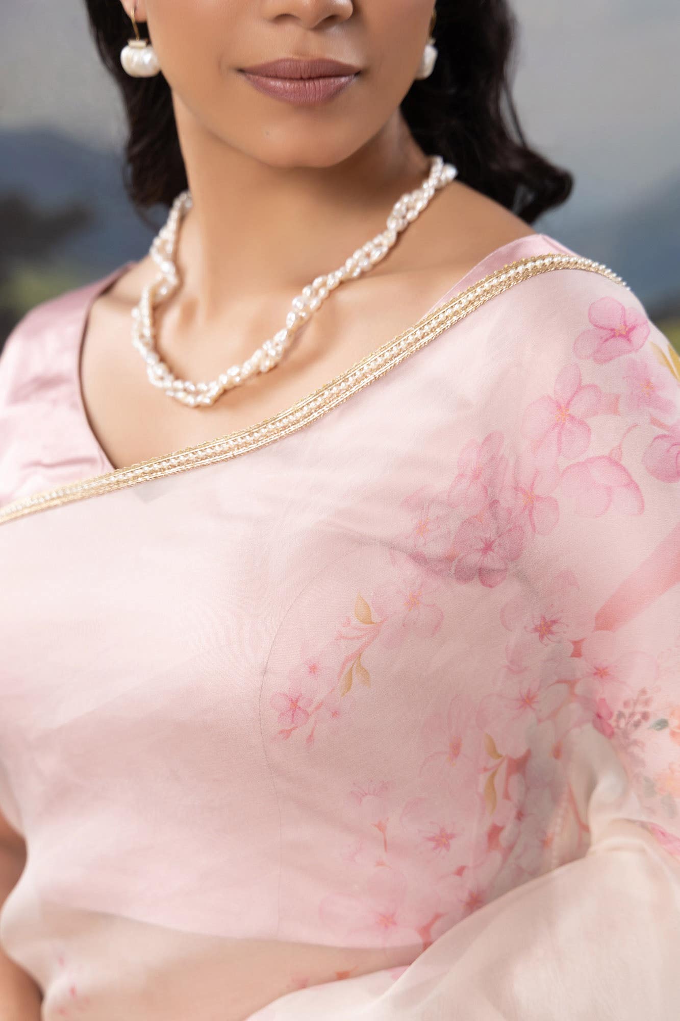 Sakura Shower-Off White Pure Organza Silk Saree
