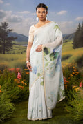Misty Morning-Pastel Blue Organza Silk Saree
