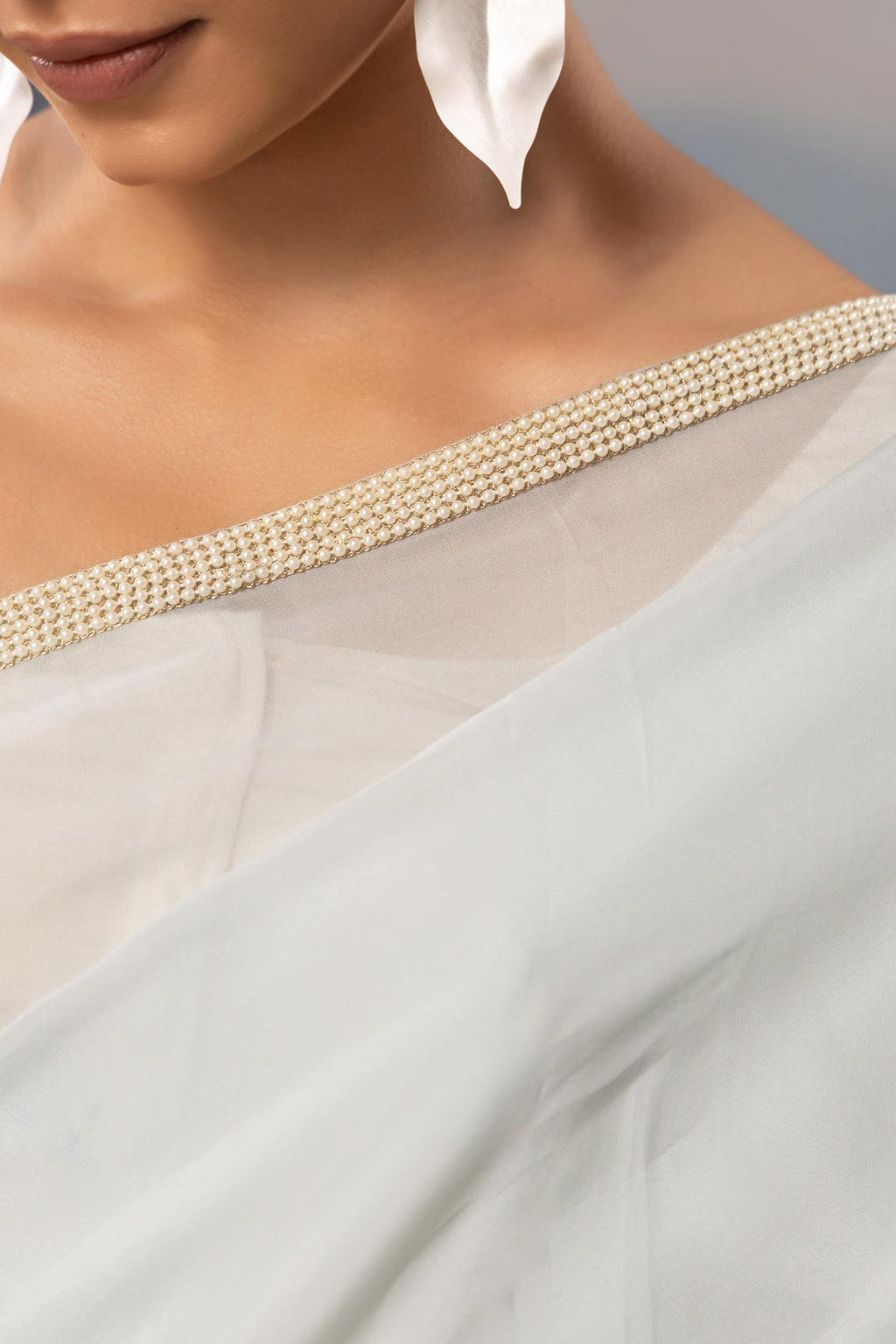 Misty Morning-Pastel Blue Organza Silk Saree