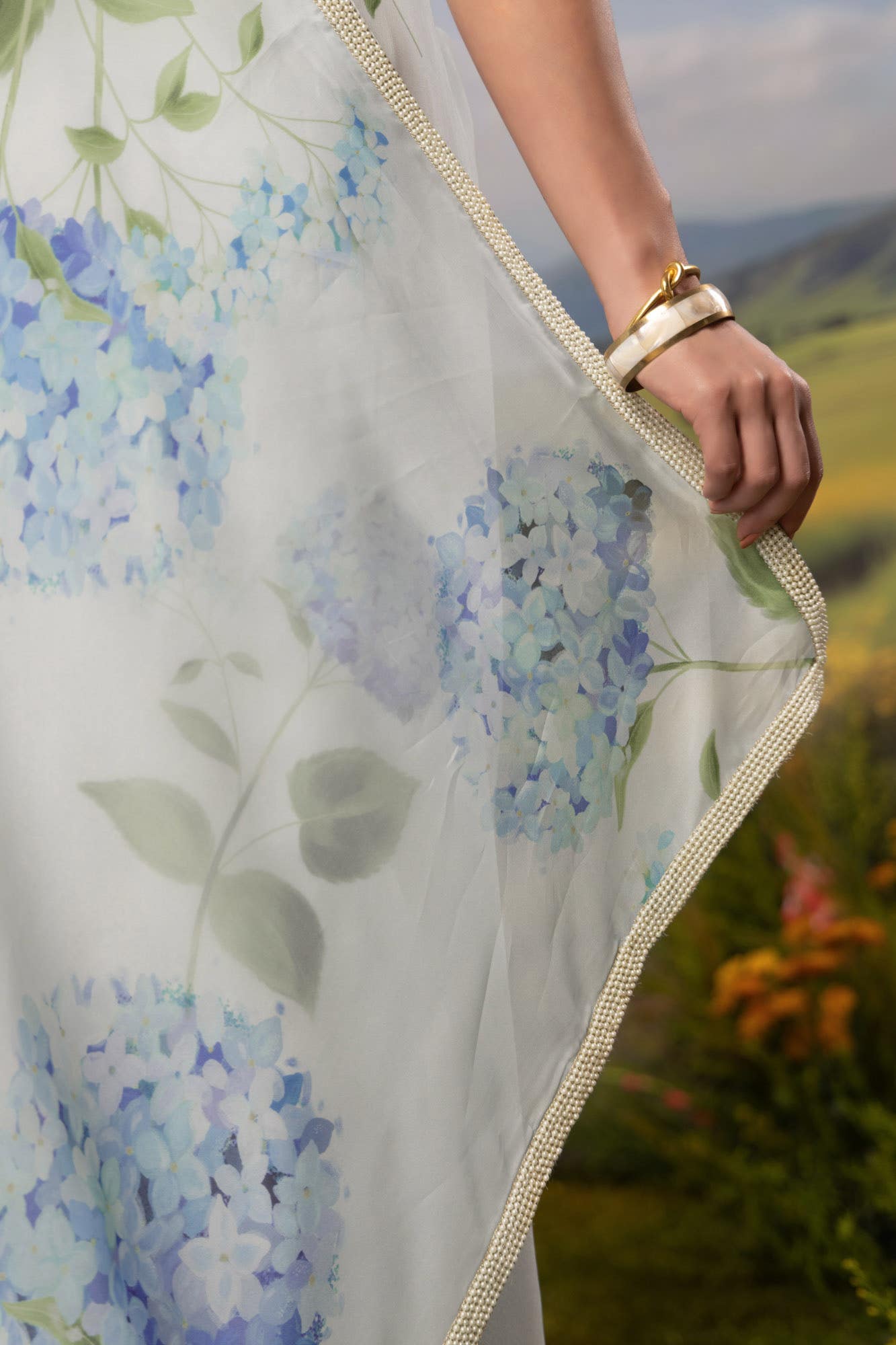 Misty Morning-Pastel Blue Organza Silk Saree