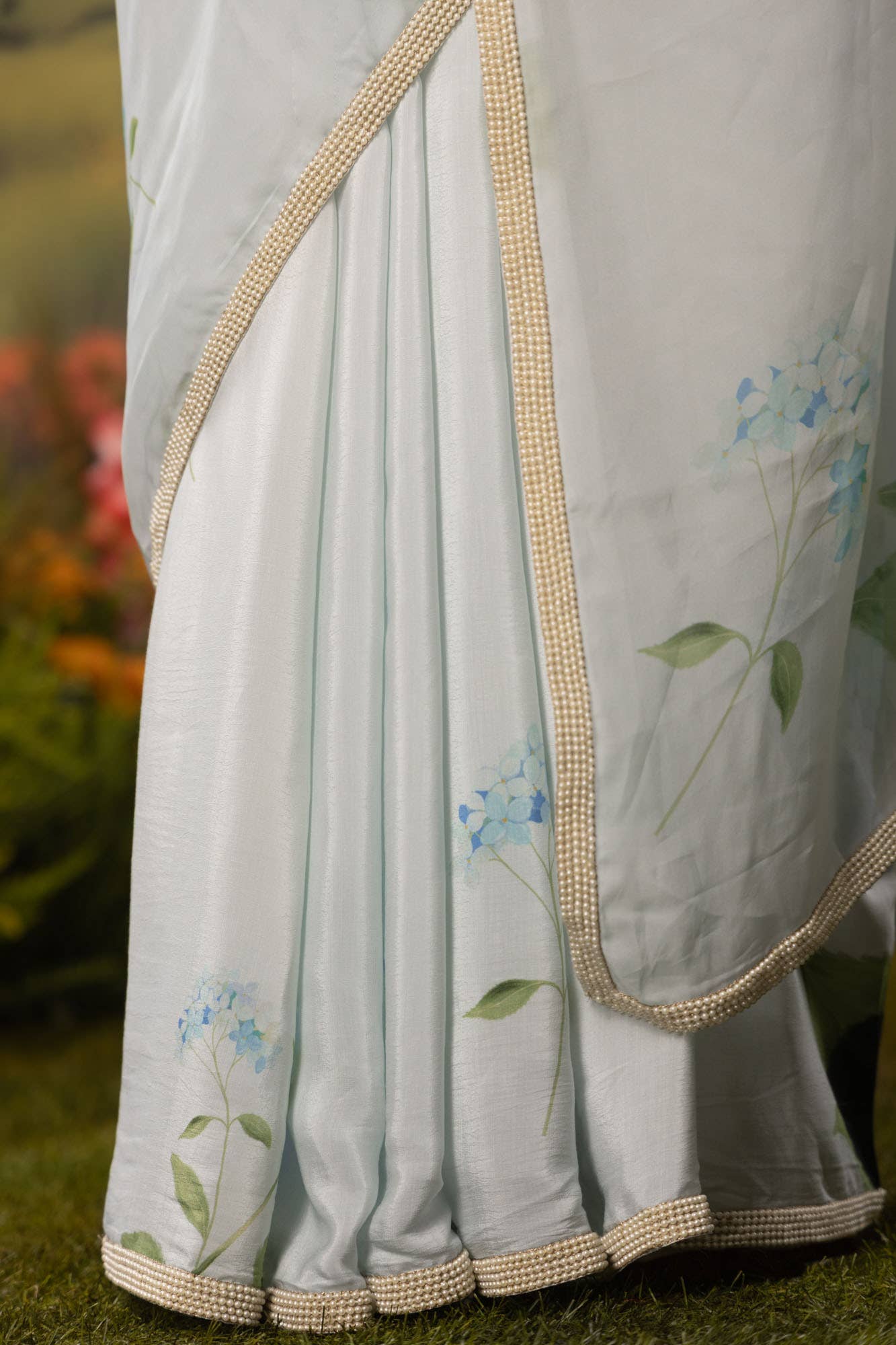 Misty Morning-Pastel Blue Organza Silk Saree