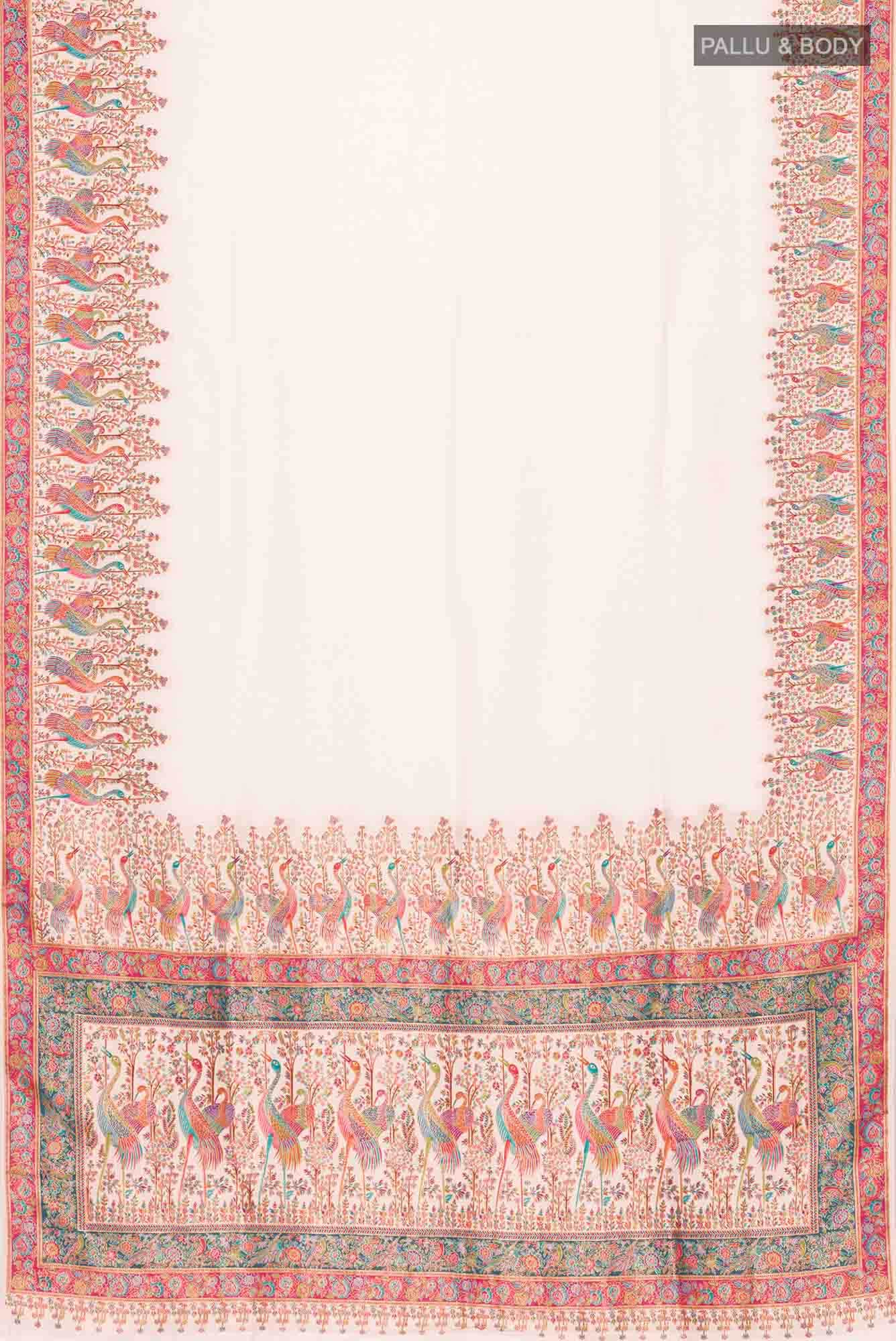 Beige Blended Tussar Silk Saree